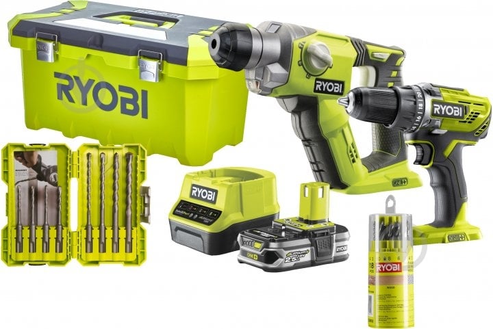 Набор инструментов RYOBI R18DDSDS-125T - фото 1 Набор инструментов RYOBI R18DDSDS-125T - фото 1