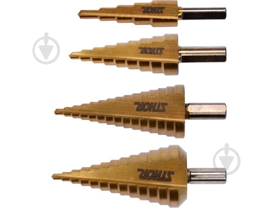 Набір свердел по металу STHOR d4-39 мм HSS 4241 4 шт. 22617 - фото 1 Набір свердел по металу STHOR d4-39 мм HSS 4241 4 шт. 22617 - фото 1