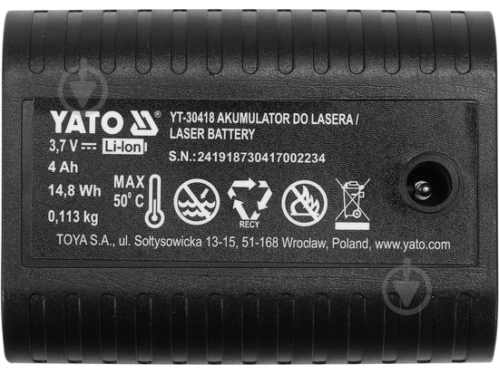 Аккумулятор YATO 3,7V 4Ah YT-30418 - фото 2