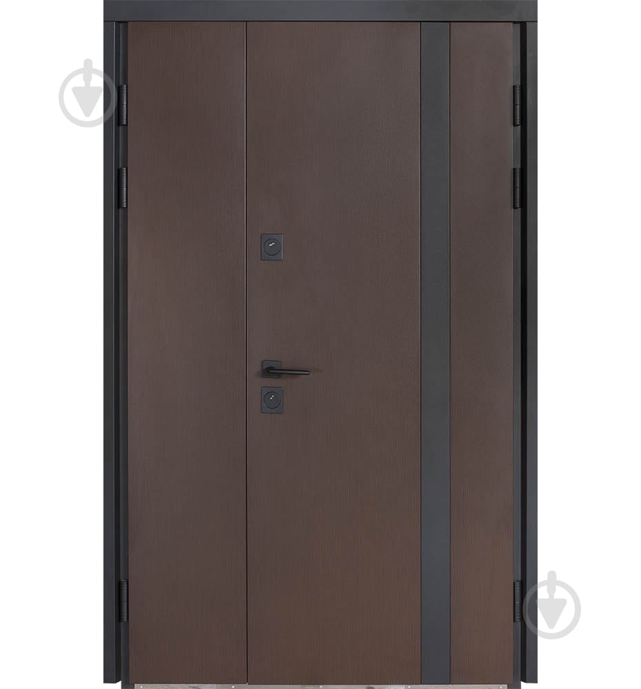 Двері вхідні Булат Термо Хаус 710 венге темний / білий атласний 2050x1200 мм праві - фото 1