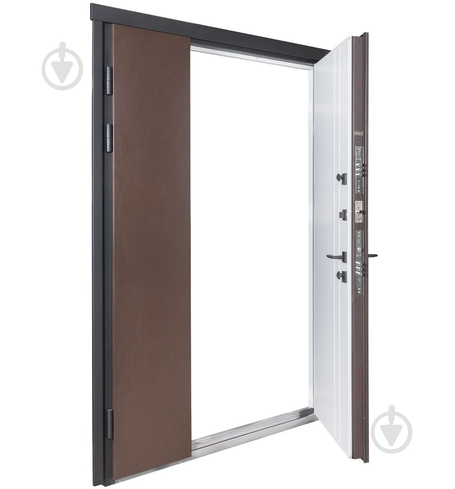 Двері вхідні Булат Термо Хаус 710 венге темний / білий атласний 2050x1200 мм праві - фото 3