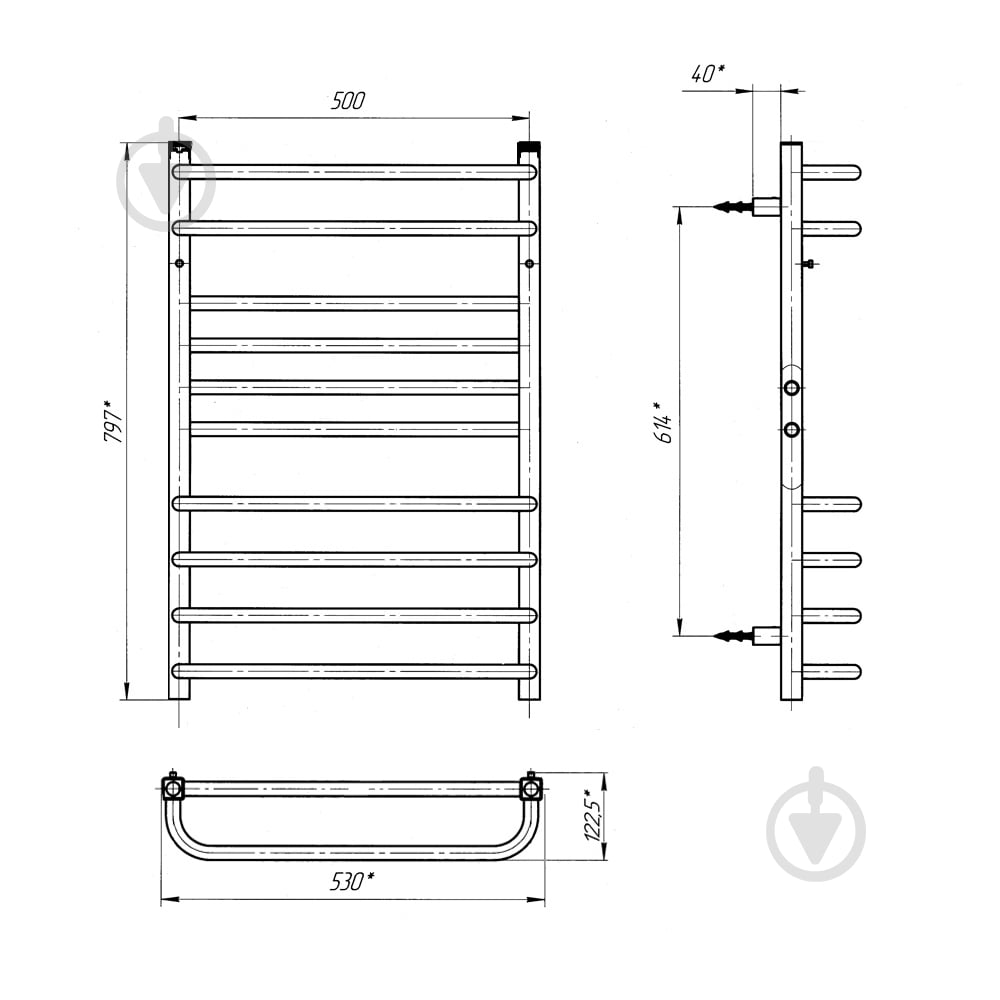 Рушникосушарка Evro-Termo Ліберті Преміум П10 500 х 800 - фото 5