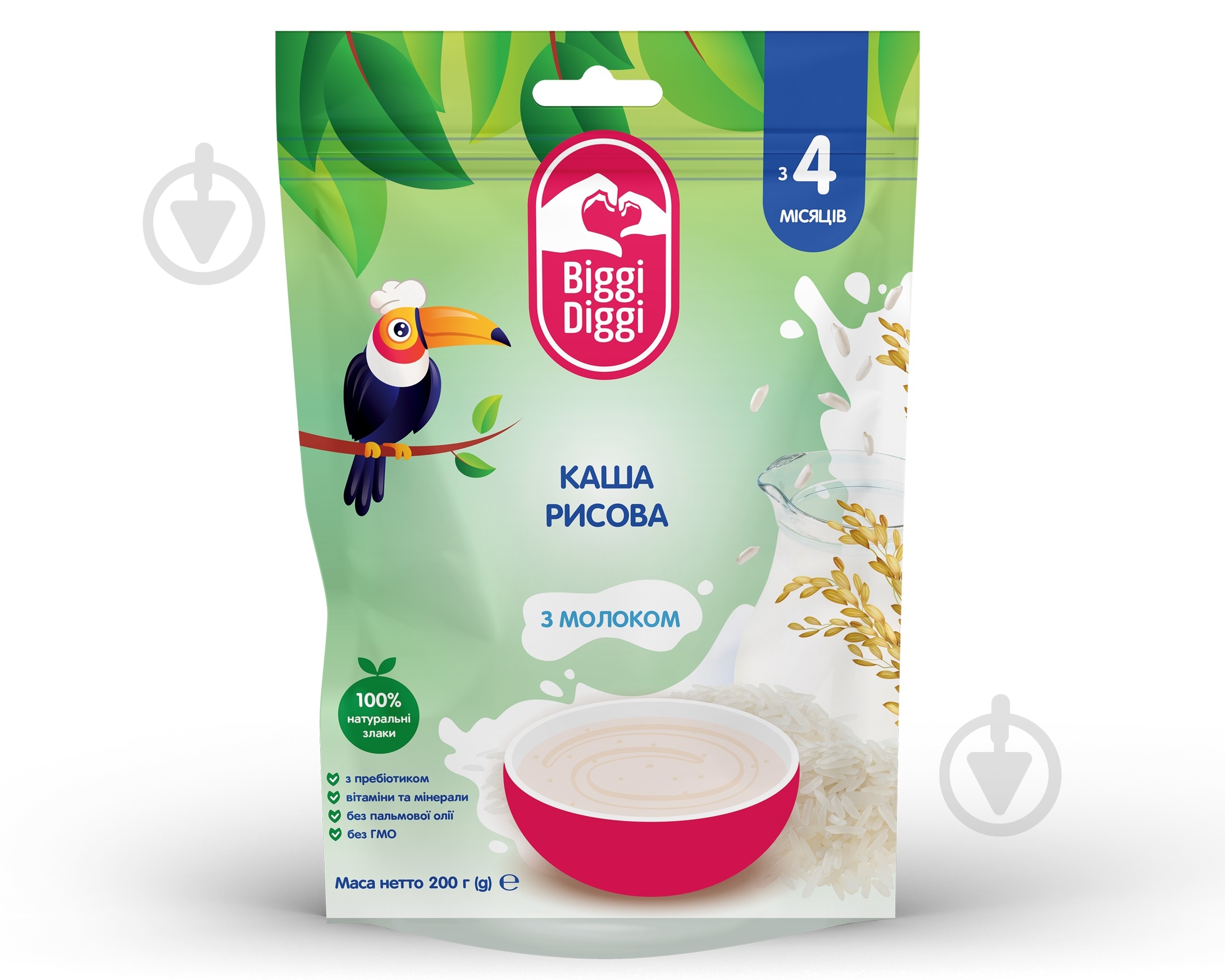 Каша молочная BiggiDiggi от 4 месяцев Рисовая 200 г - фото 1