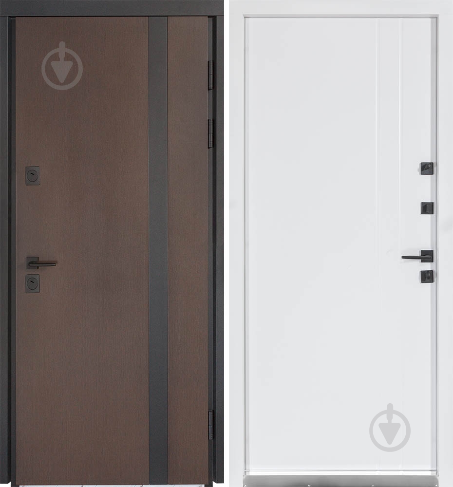 Двері вхідні Булат Термо Хаус 710 венге темний / білий атласний 2050x950 мм ліві - фото 1