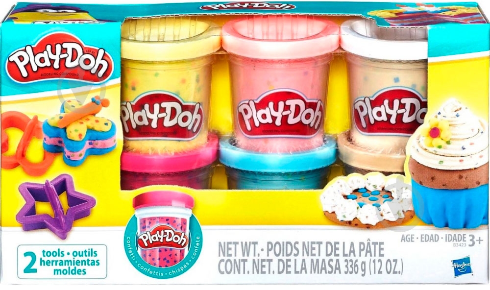 Набір пластиліну Hasbro Play-Doh 6 баночок з конфетті (B3423) B3423 - фото 1