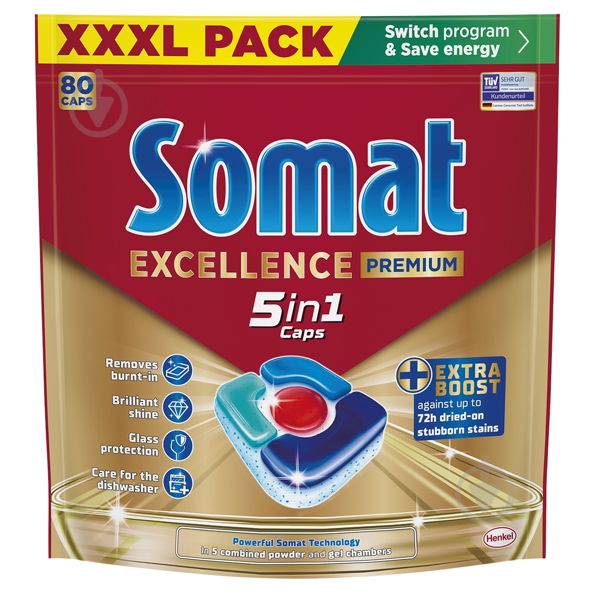 Капсули Somat Excellence 5-в-1 НОВИНКА!!! 80 шт. 1,488 кг - фото 1