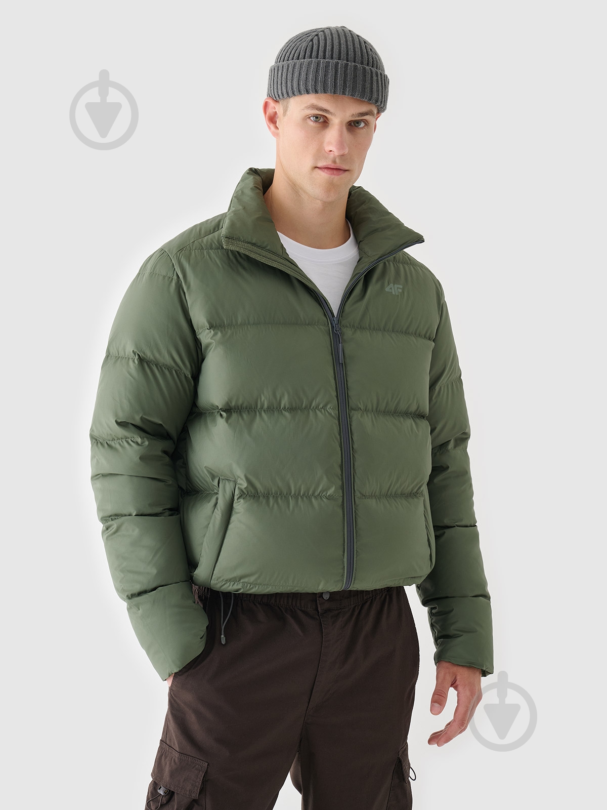 Пуховик мужской зимний 4F DOWN JACKET M513 4FWAW24TDJAM513-44S р.S хаки - фото 1