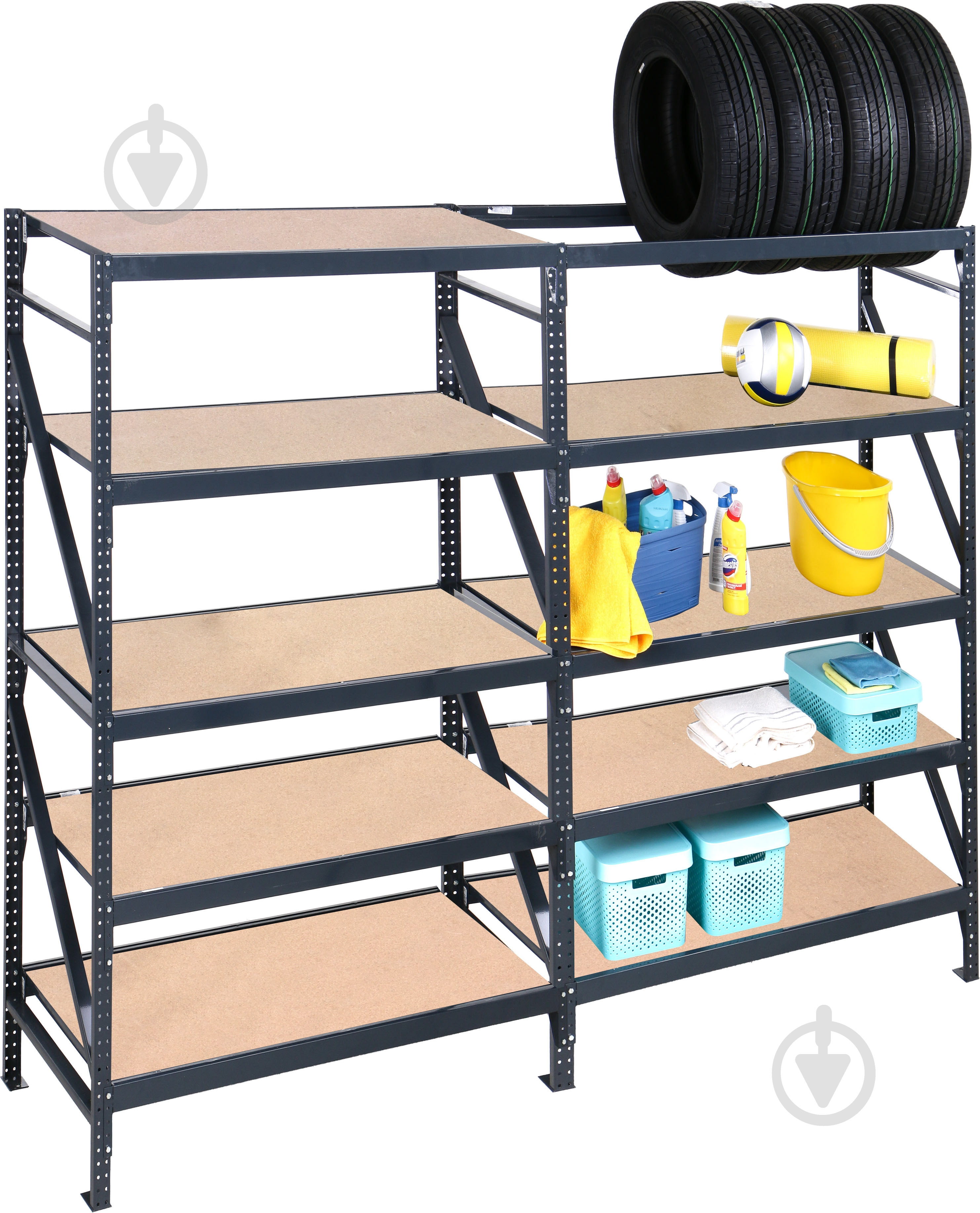 Стелаж «Атлант-400» 2 секции на 10 полок ДСП 1800x2520x550 мм графит - фото 2 Стелаж «Атлант-400» 2 секции на 10 полок ДСП 1800x2520x550 мм графит - фото 2