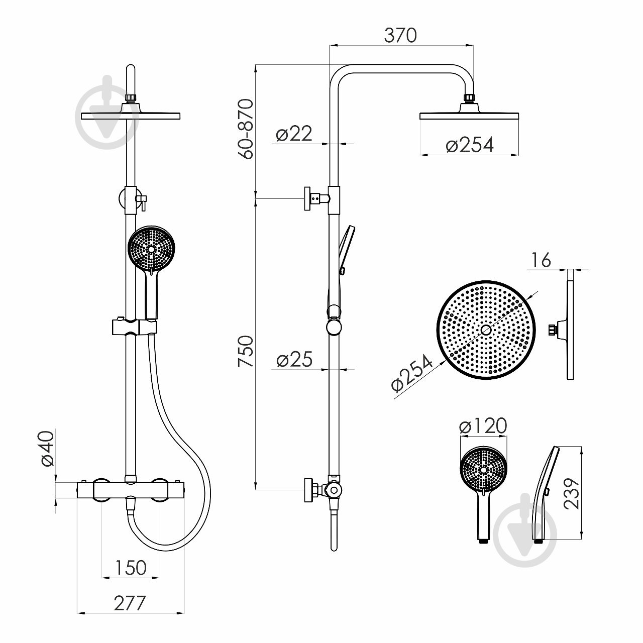 Душевая система Imprese CENTRUM AR (термостат для душа), черный матовый - фото 2 Душевая система Imprese CENTRUM AR (термостат для душа), черный матовый - фото 2