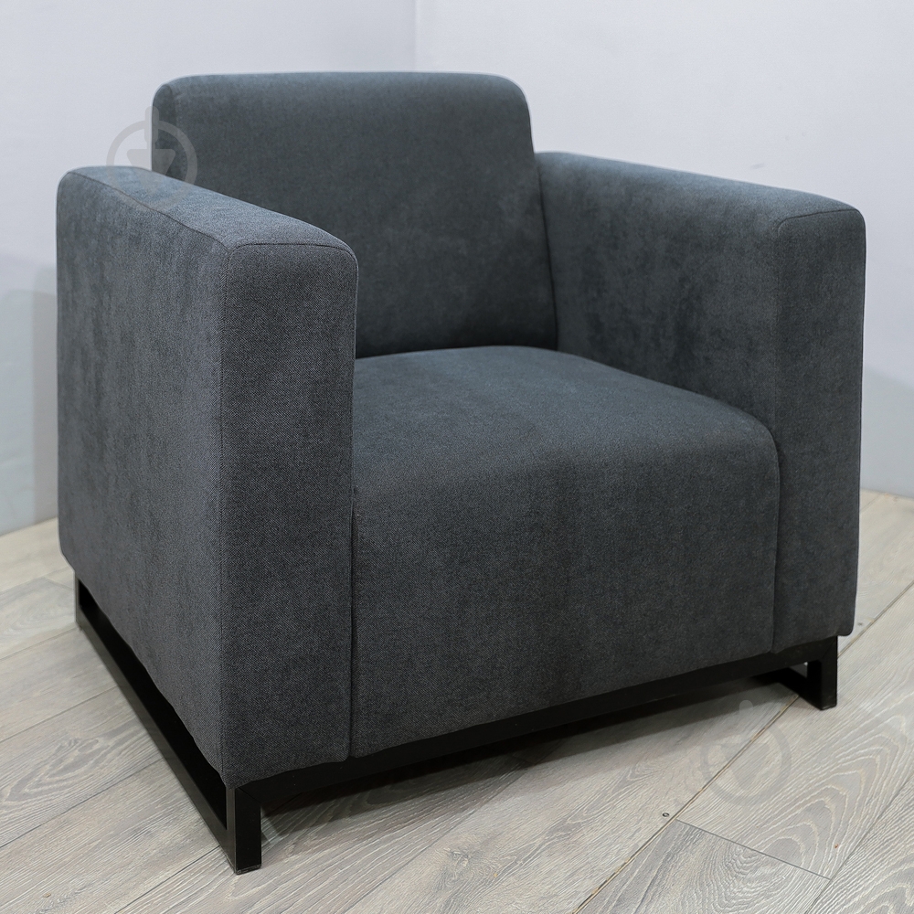 Диван офісний Richman Канзас одинарний каркас чорний флагман дарк грей темно-сірий 900x750x860 мм - фото 5