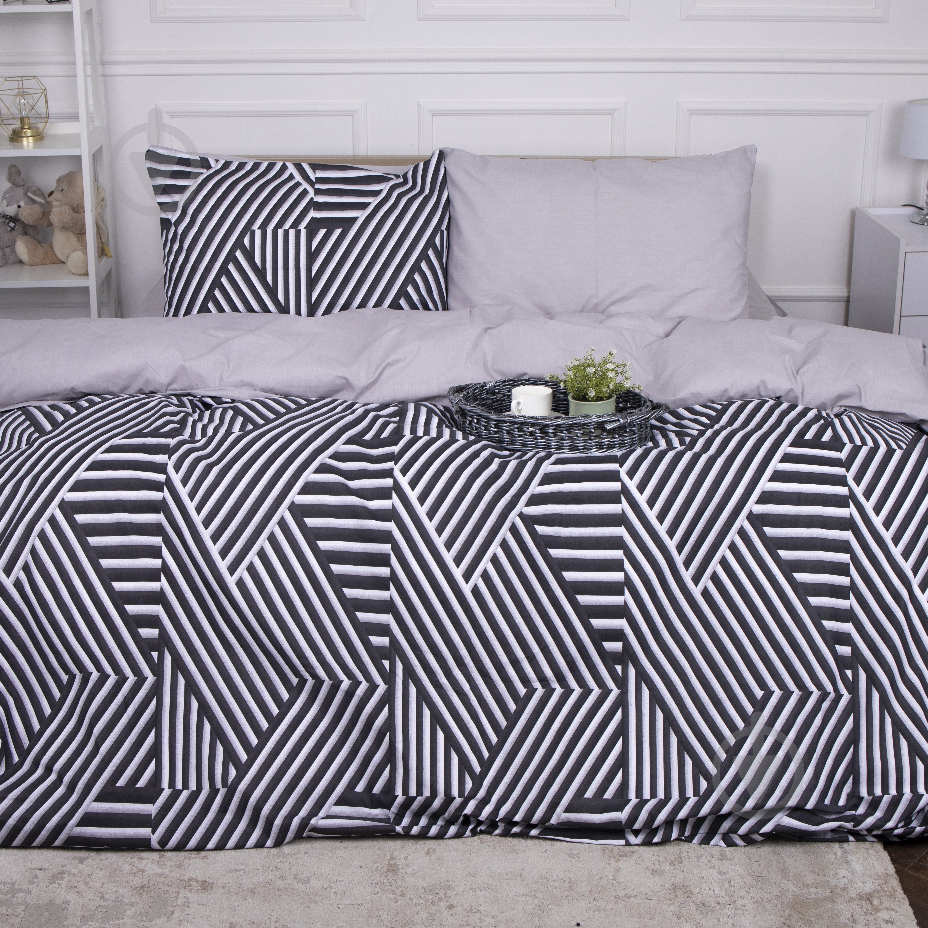 Комплект постельного белья Бязь Ranforce Elite 17-0629 Diamond Black White 175х210 см черный/белый MirSon - фото 1 Комплект постельного белья Бязь Ranforce Elite 17-0629 Diamond Black White 175х210 см черный/белый MirSon - фото 1