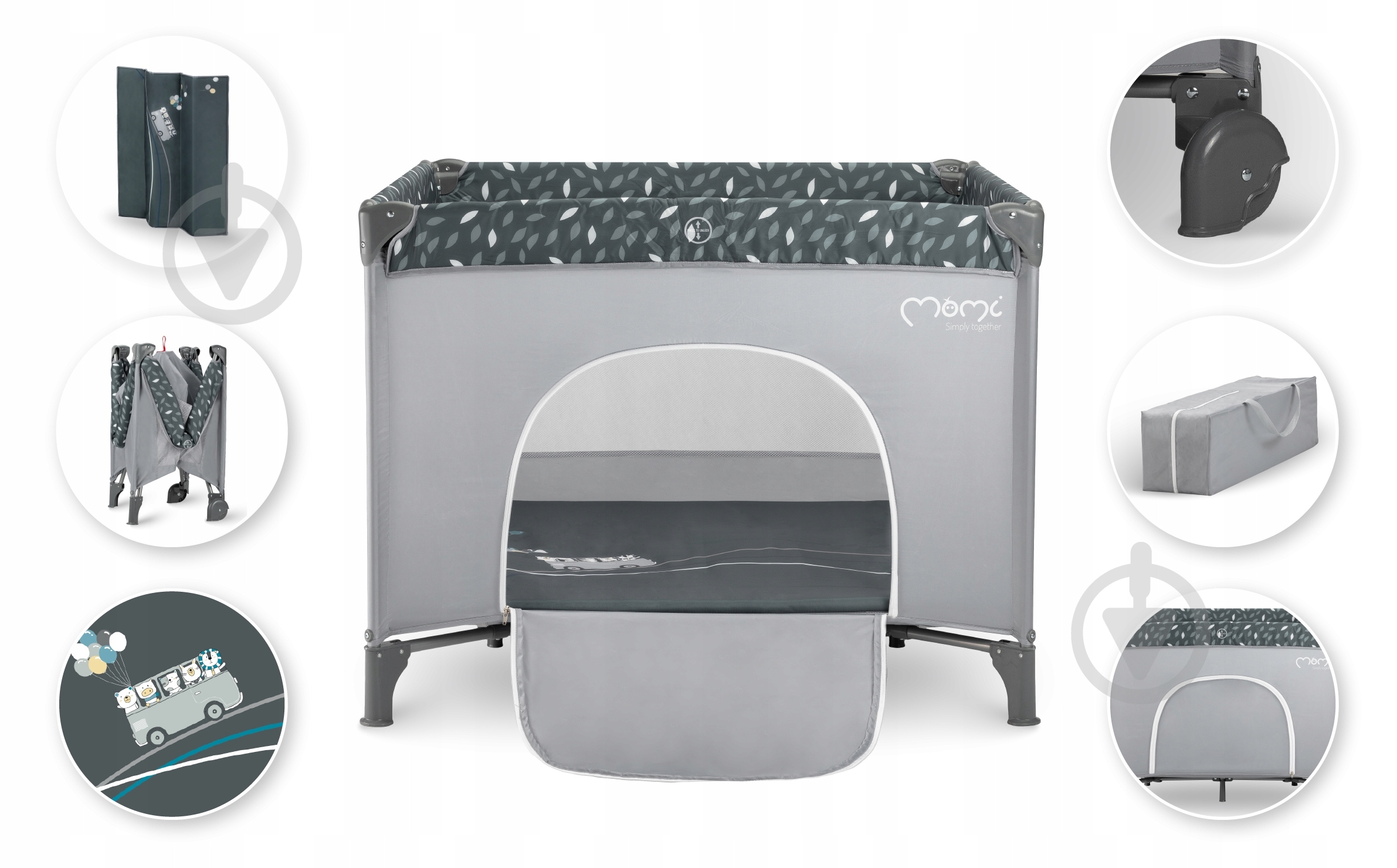 Игровой манеж MoMi Mamu grey LOZE00018 - фото 4