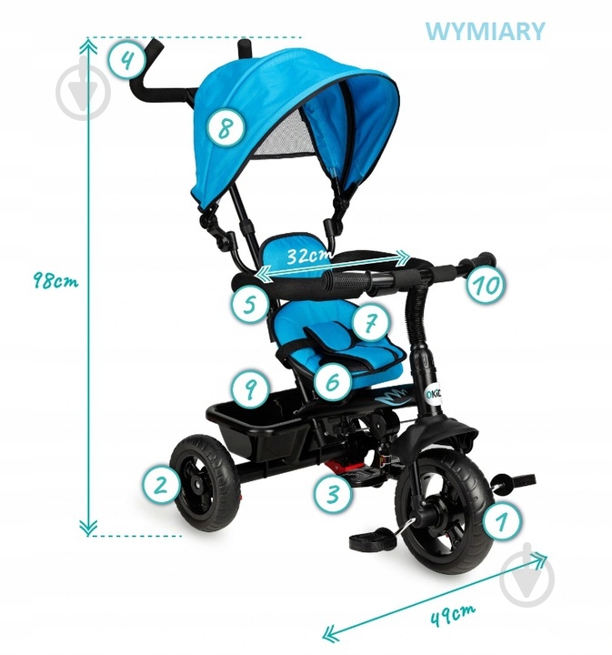 Велосипед-коляска Qkids Mila голубой ROTR00005 - фото 2