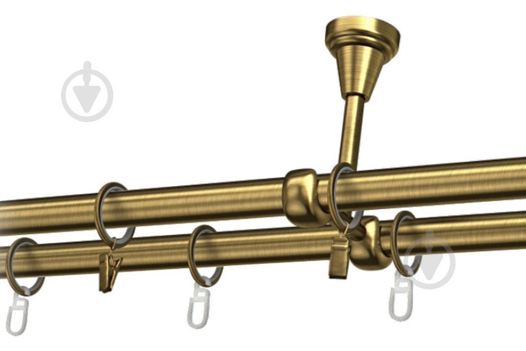 Комплект стельовий Cardinal Одеон подвійний d16 мм 200 см античне золото - фото 1 Комплект стельовий Cardinal Одеон подвійний d16 мм 200 см античне золото - фото 1