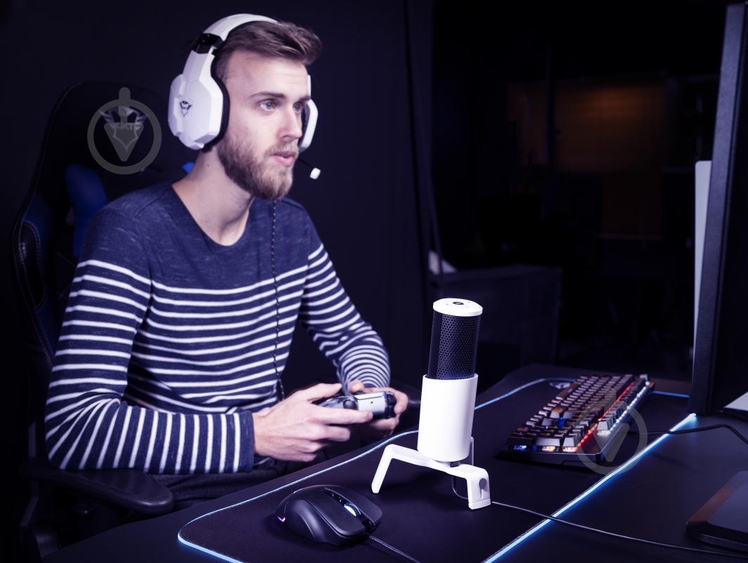 Микрофон Trust GXT 258W Fyru USB 4-in-1 PS5 Compatible White (24257) (24257) - фото 14 Микрофон Trust GXT 258W Fyru USB 4-in-1 PS5 Compatible White (24257) (24257) - фото 14