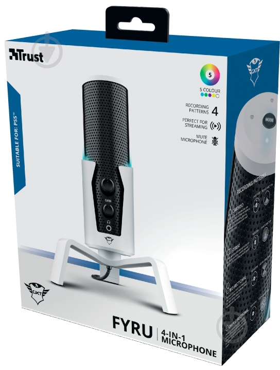 Микрофон Trust GXT 258W Fyru USB 4-in-1 PS5 Compatible White (24257) (24257) - фото 11 Микрофон Trust GXT 258W Fyru USB 4-in-1 PS5 Compatible White (24257) (24257) - фото 11