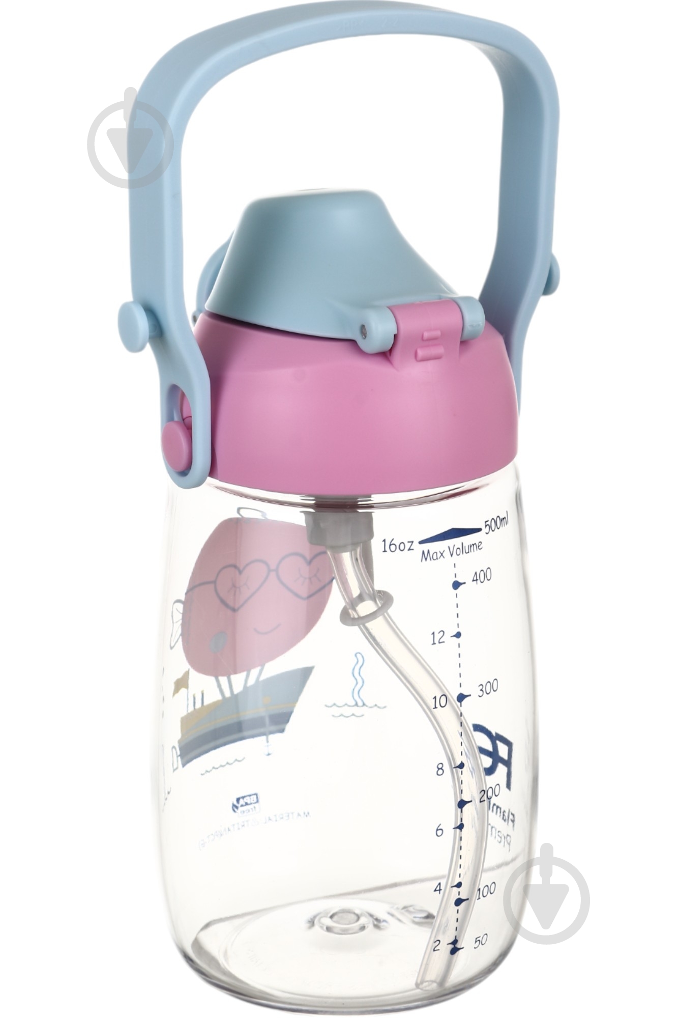 Пляшка для води Flamberg Premium Bambino 500 мл рожевий із білим - фото 7