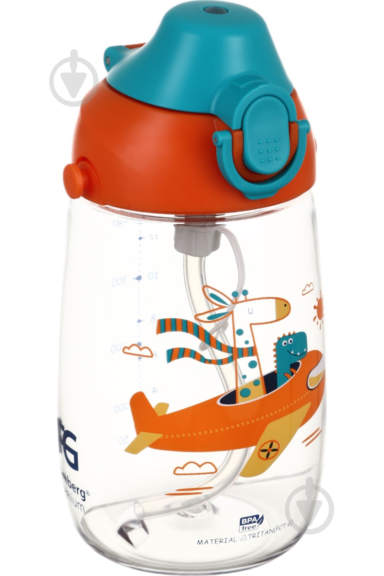 Пляшка для води Flamberg Premium Bambino 500 мл помаранчевий із бірюзовим - фото 8