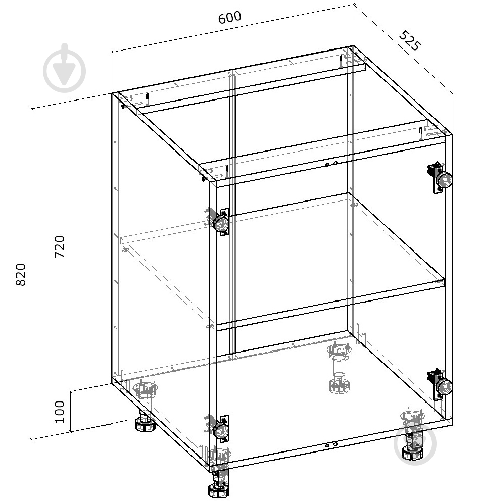 Тумба нижня розпашна 600x820x522 мм горіх лісовий - фото 2