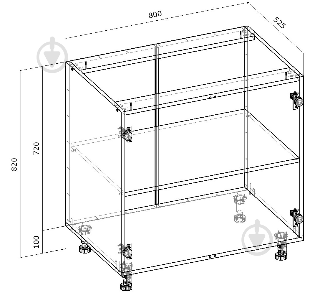 Тумба нижняя распашная 800x820x522 мм орех лесной - фото 2