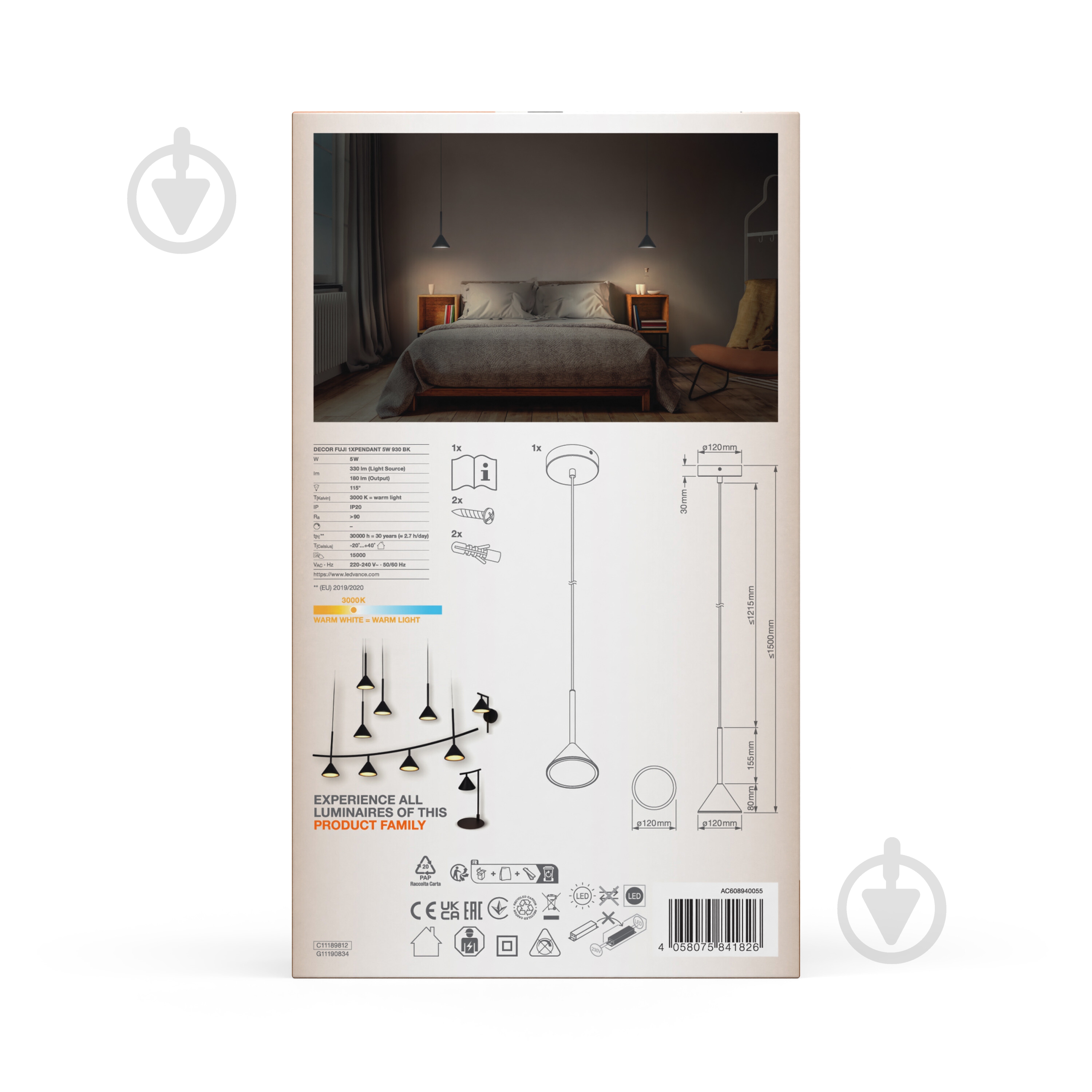 Подвес Ledvance DECOR FUJI 1XPENDANT 5 Вт черный - фото 14