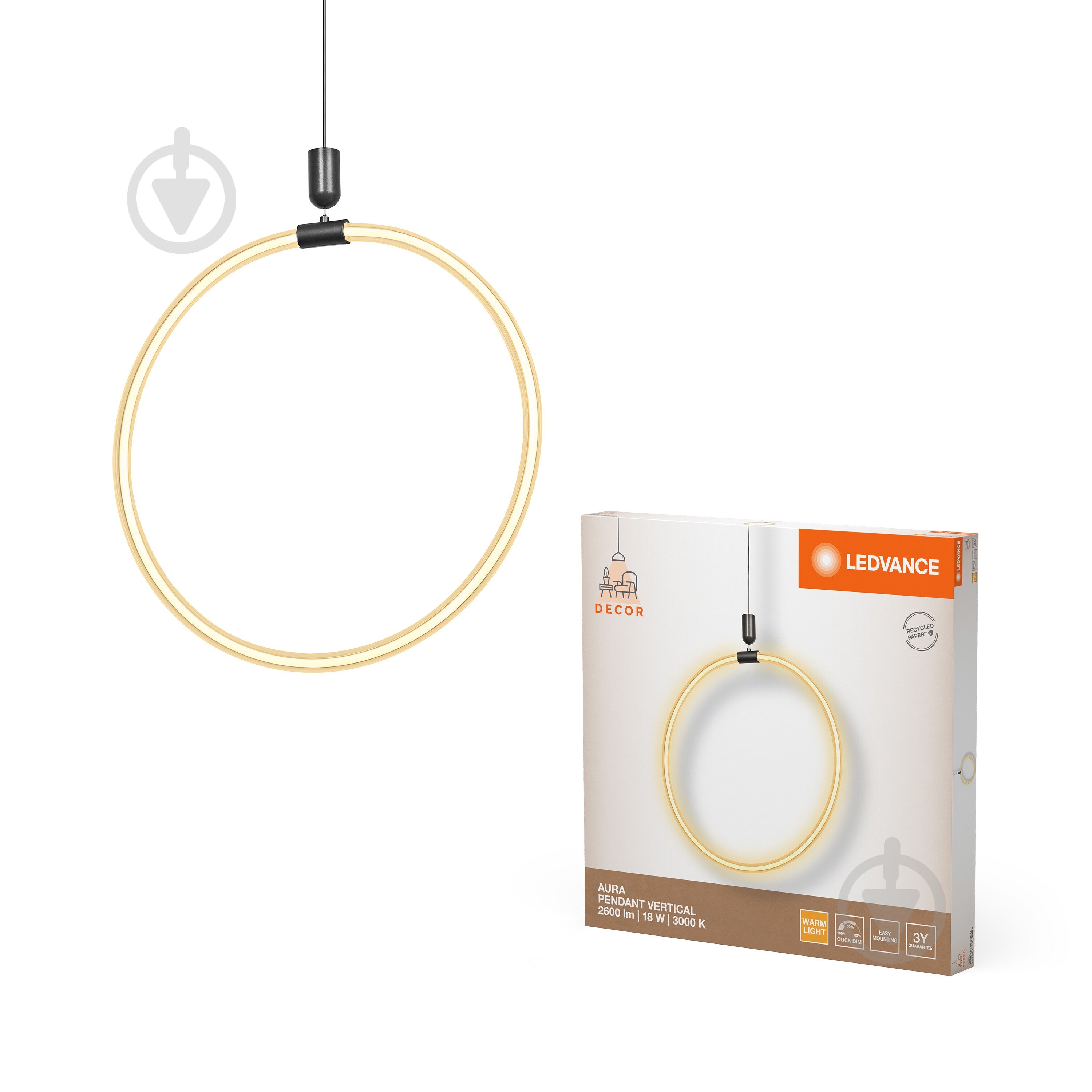 Подвес Ledvance Decor Aura Pendant Vert DIM 18 Вт графит - фото 1