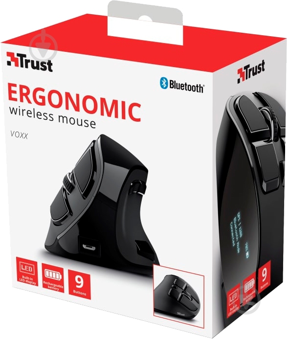 Миша Trust Voxx Rechargeable Ergonomic WL Black (23731) black (23731) - фото 19