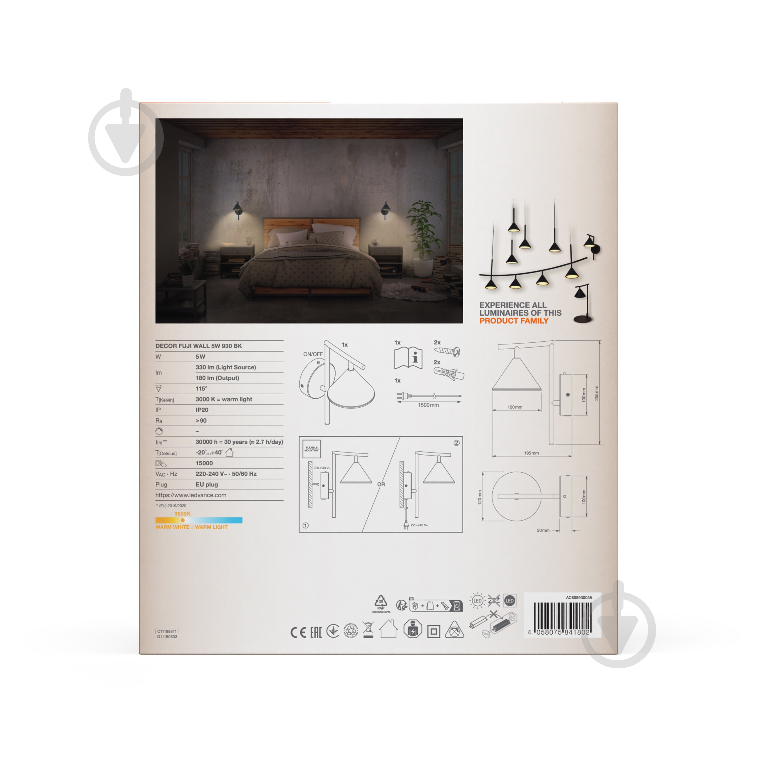 Бра Ledvance Decor Fuji Wall 5 Вт черный - фото 9 Бра Ledvance Decor Fuji Wall 5 Вт черный - фото 9