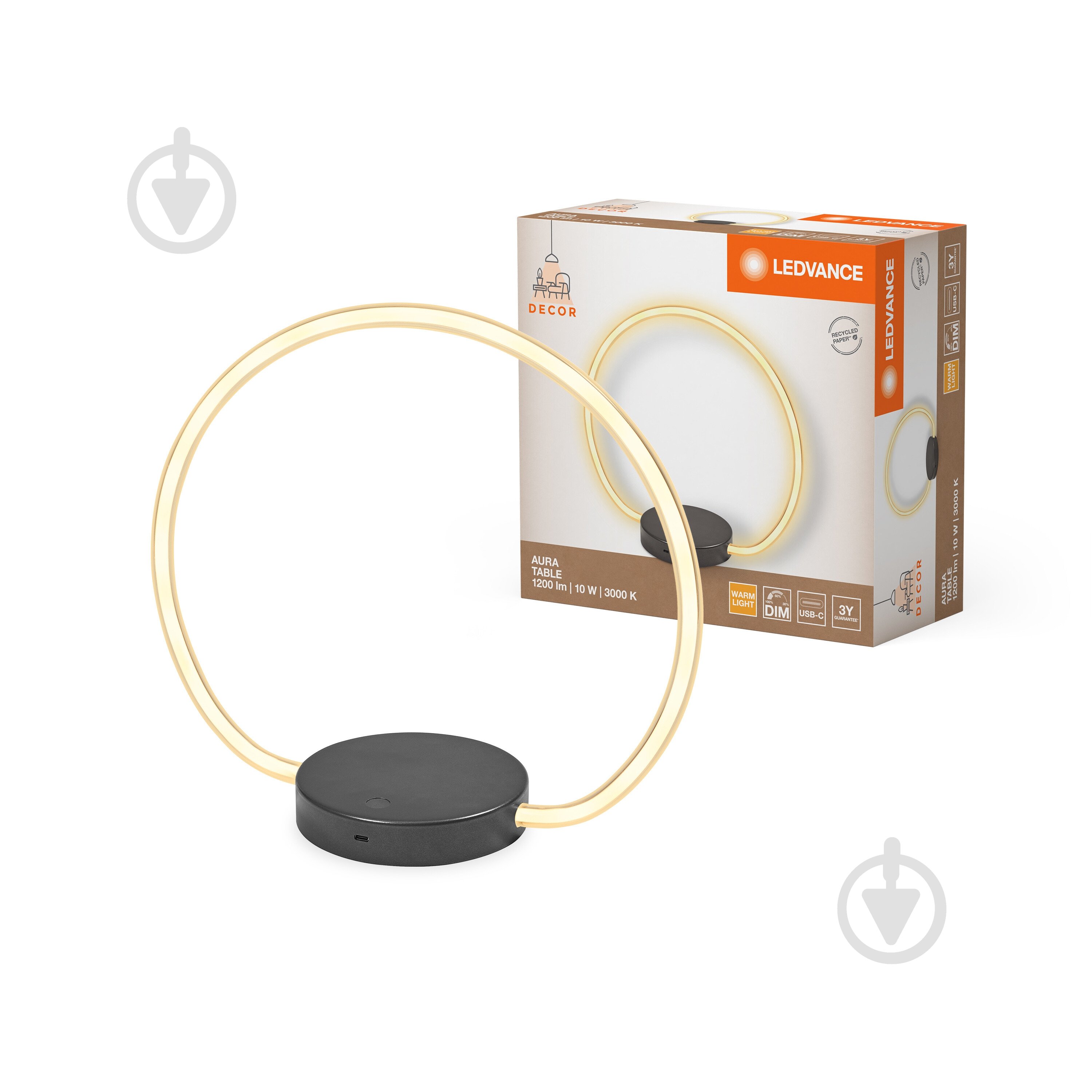 Настольная лампа декоративная Ledvance Decor Aura Table Touch DIM USB 3000K 10 Вт графит - фото 1