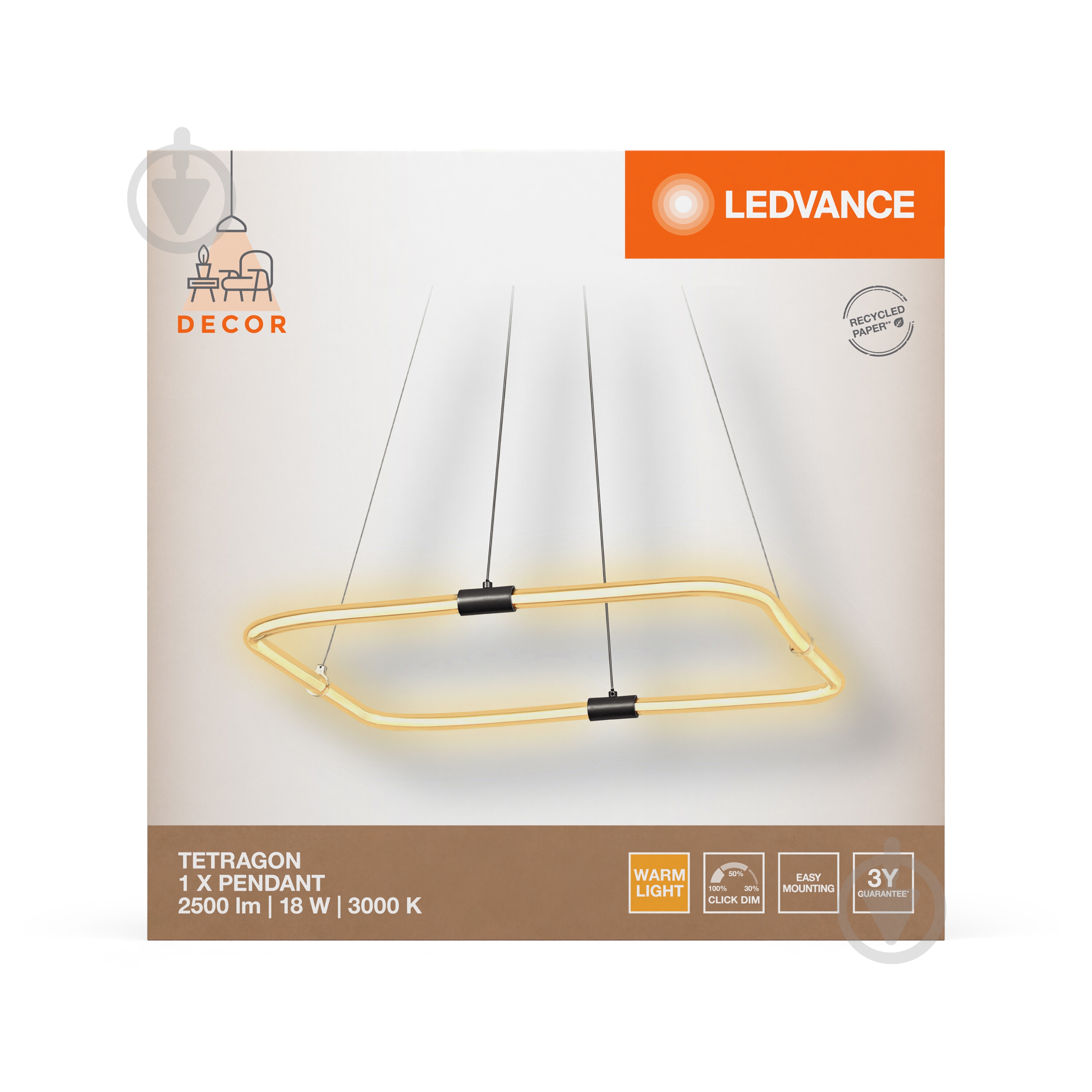 Підвіс Ledvance Decor Tetragon Pendant Click DIM 3000К 18 Вт чорний - фото 13 Підвіс Ledvance Decor Tetragon Pendant Click DIM 3000К 18 Вт чорний - фото 13