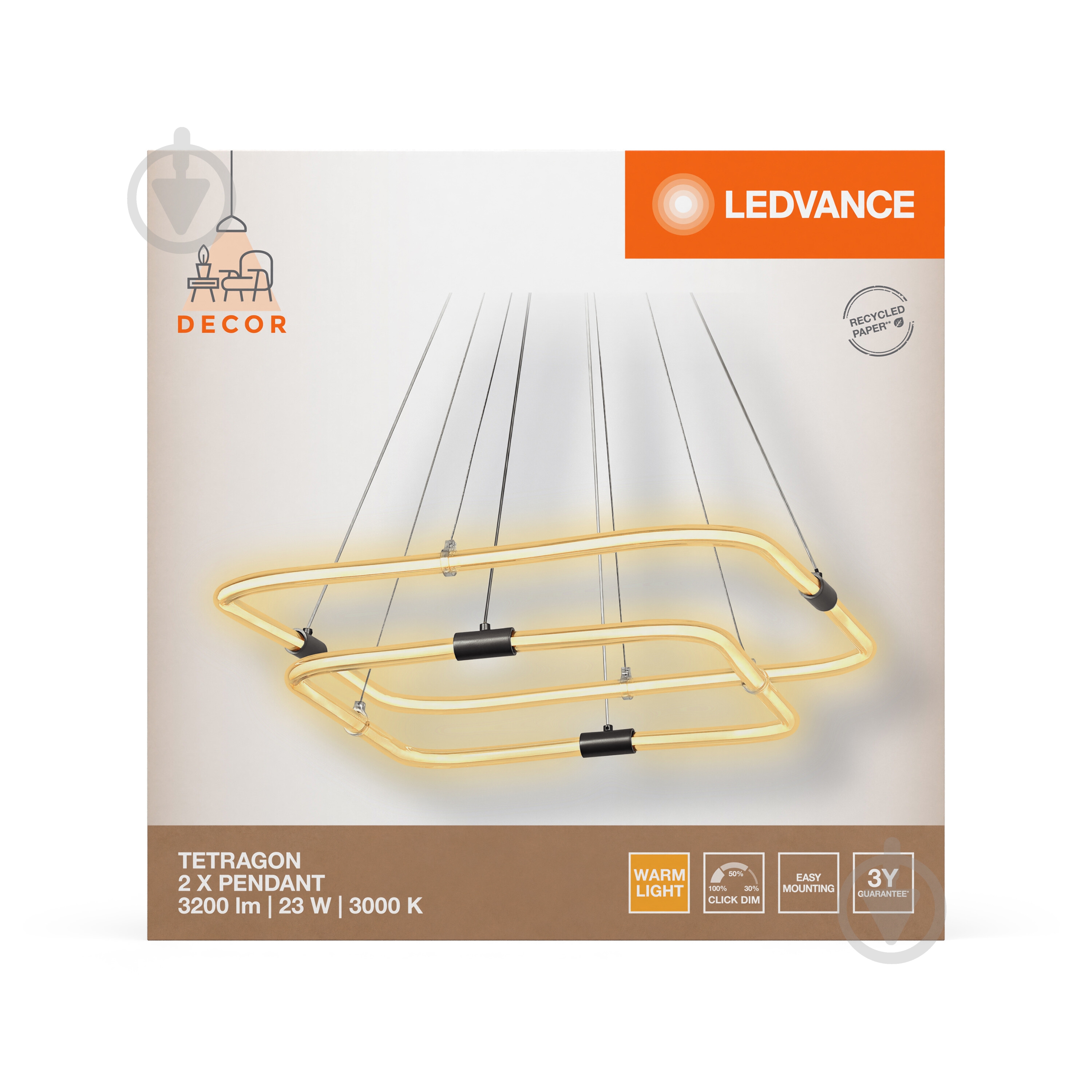 Подвес Ledvance Decor Tetragon 2XPendant Click DIM 3000К 23 Вт черный - фото 12 Подвес Ledvance Decor Tetragon 2XPendant Click DIM 3000К 23 Вт черный - фото 12