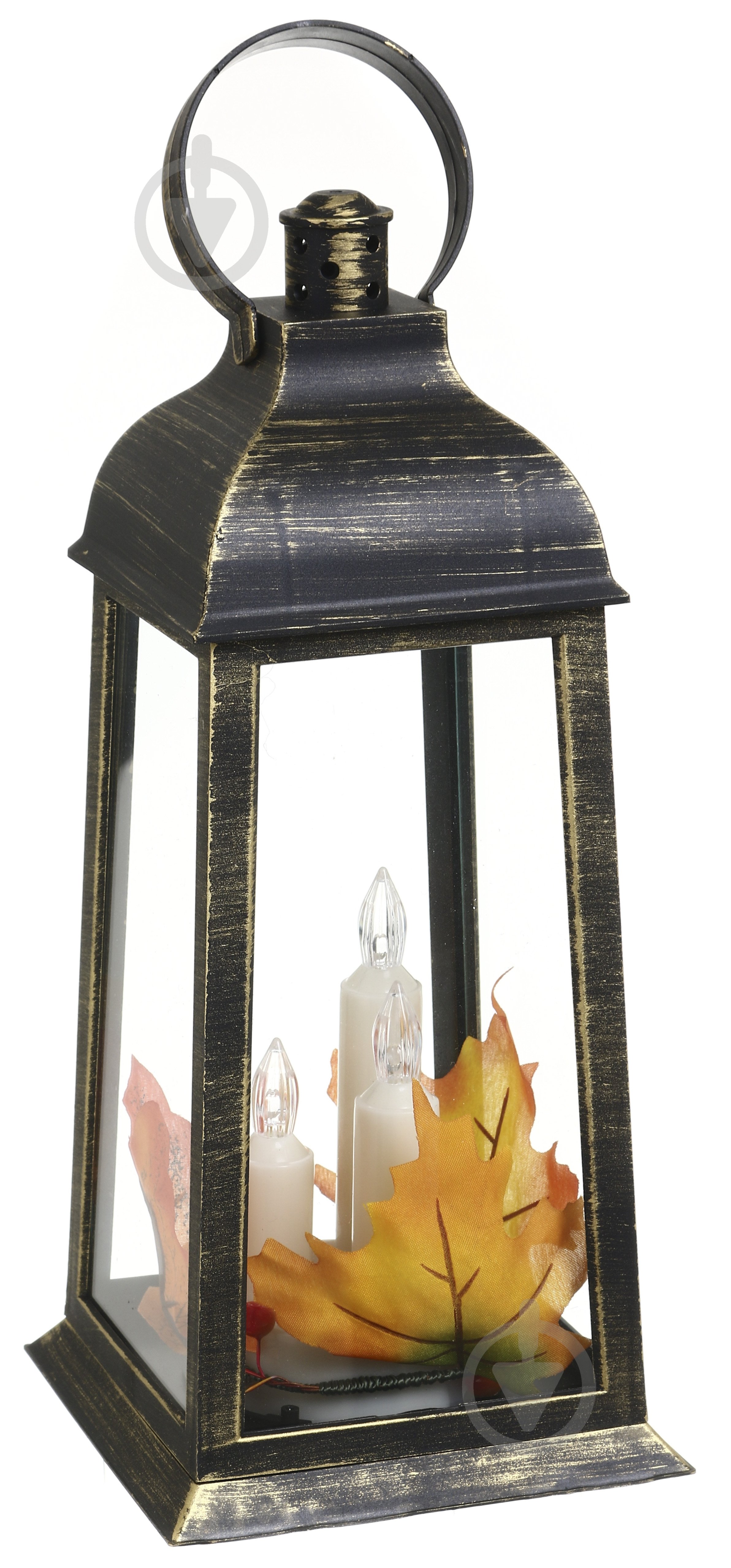 Свеча - фонарь LED с 3 свечами 14,2 х 14,2 х 31 см золотой Pako-If - фото 1