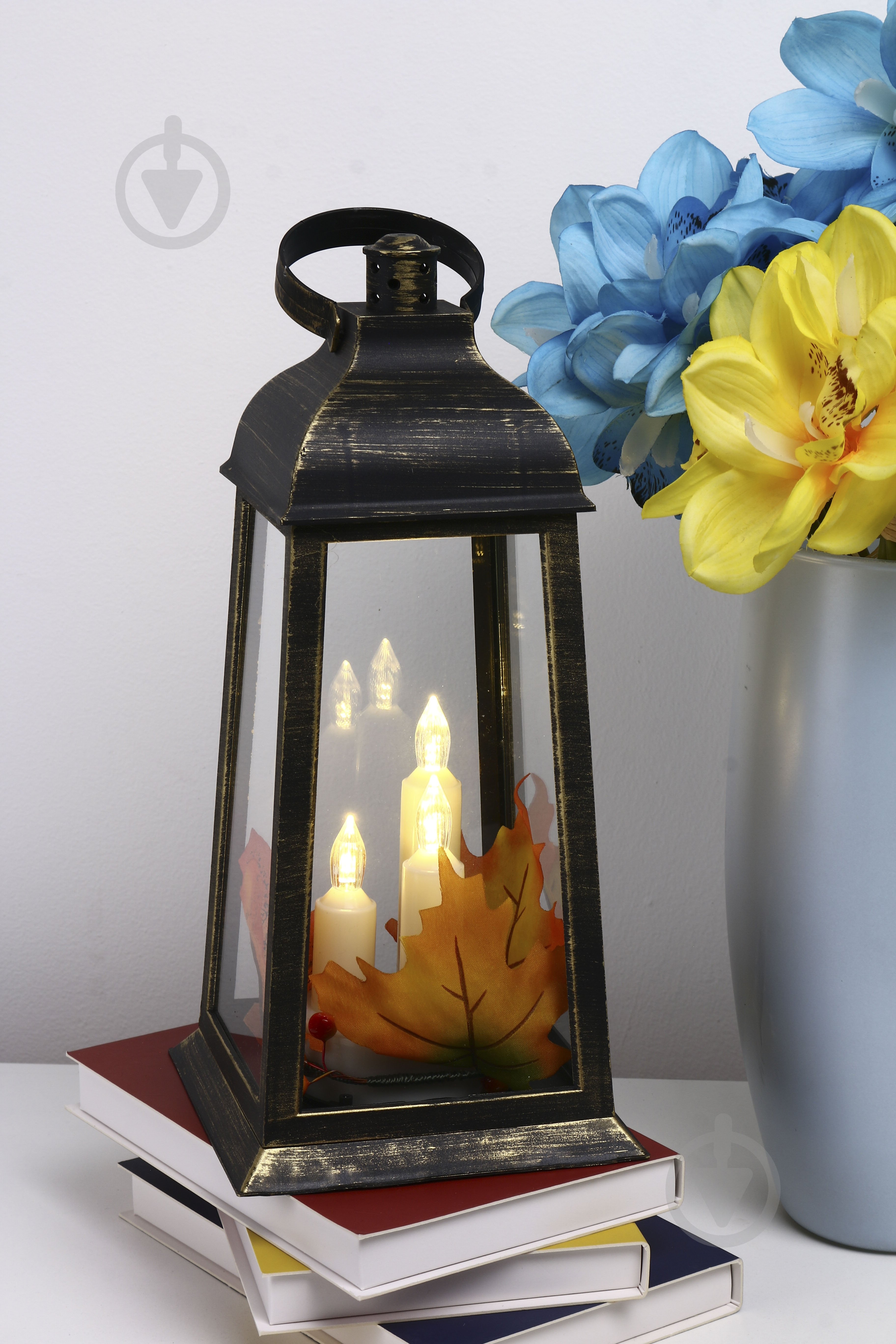 Свеча - фонарь LED с 3 свечами 14,2 х 14,2 х 31 см золотой Pako-If - фото 3