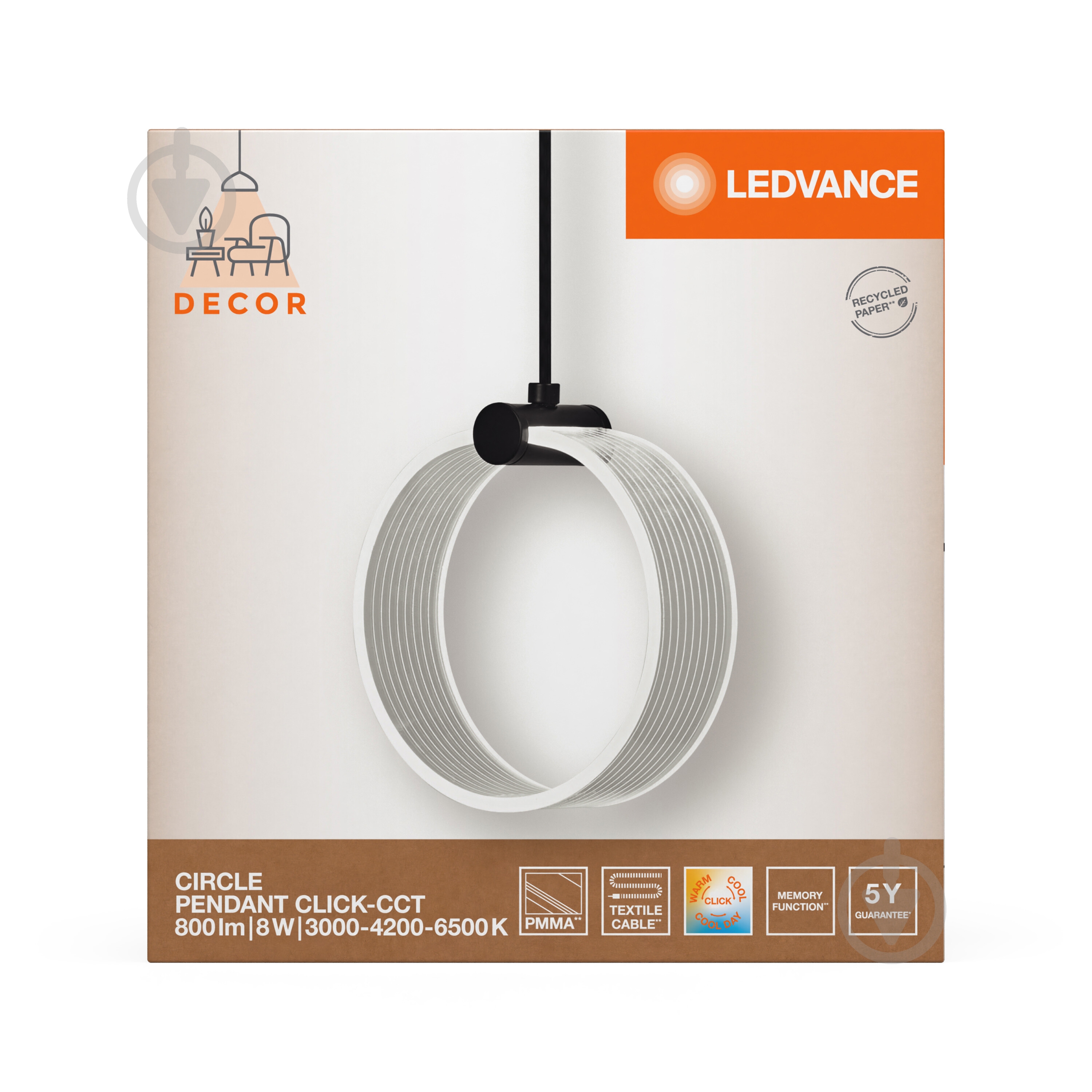 Подвес Ledvance Decor Circle 1XPendant Click CCT 3000/4200/6500K 8 Вт черный - фото 19