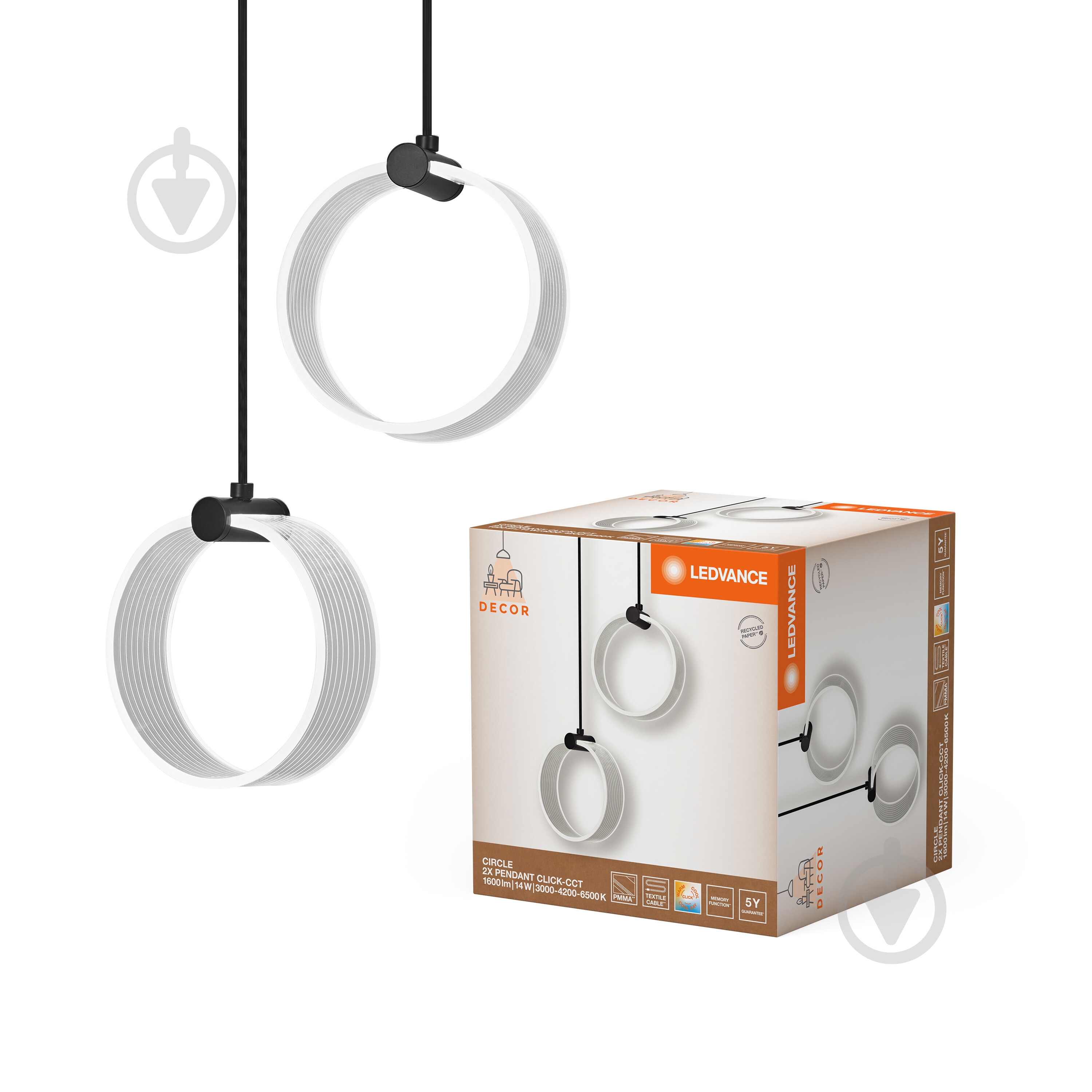Подвес Ledvance Decor Circle 2XPendant Click CCT 3000/4200/6500K 14 Вт черный - фото 1