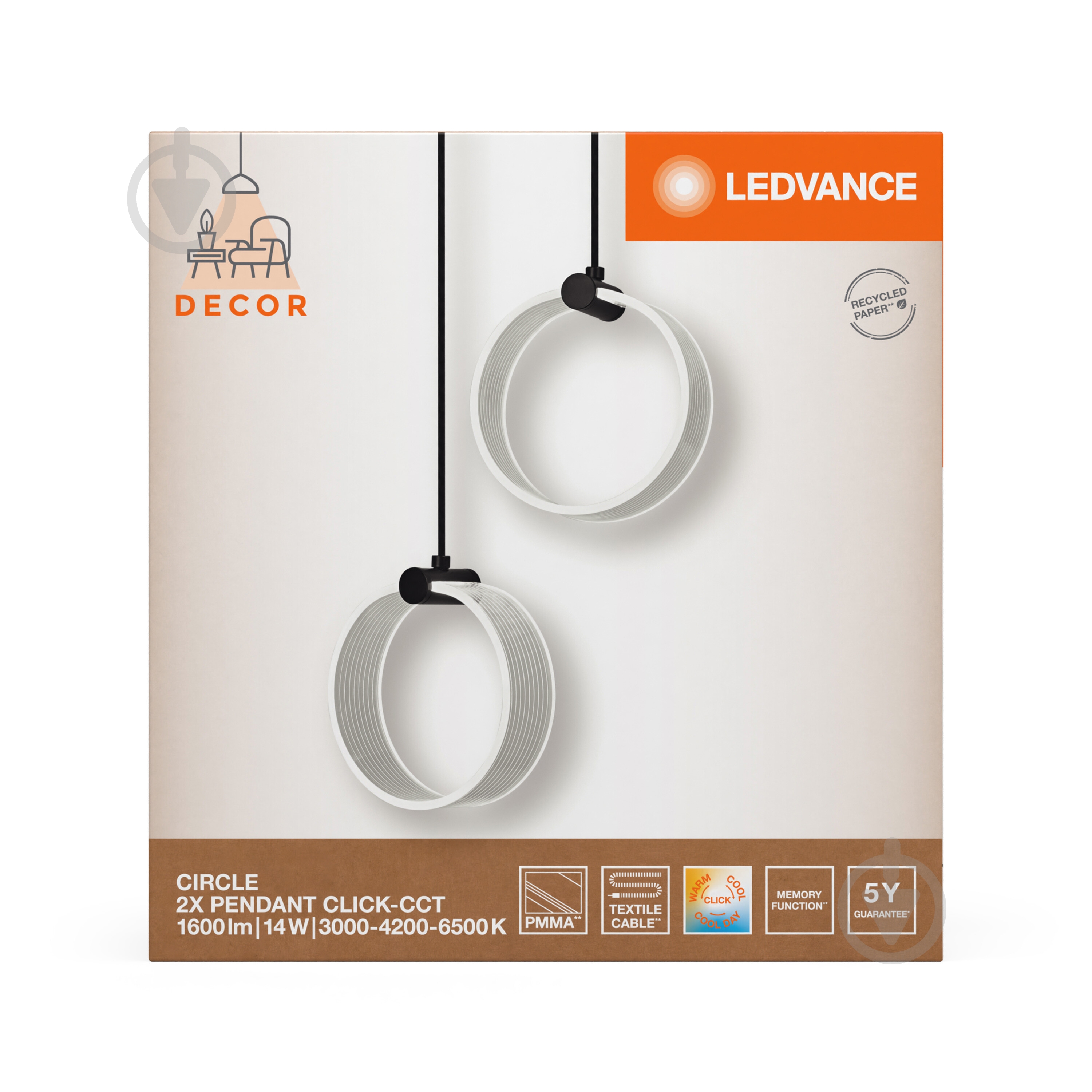 Подвес Ledvance Decor Circle 2XPendant Click CCT 3000/4200/6500K 14 Вт черный - фото 21