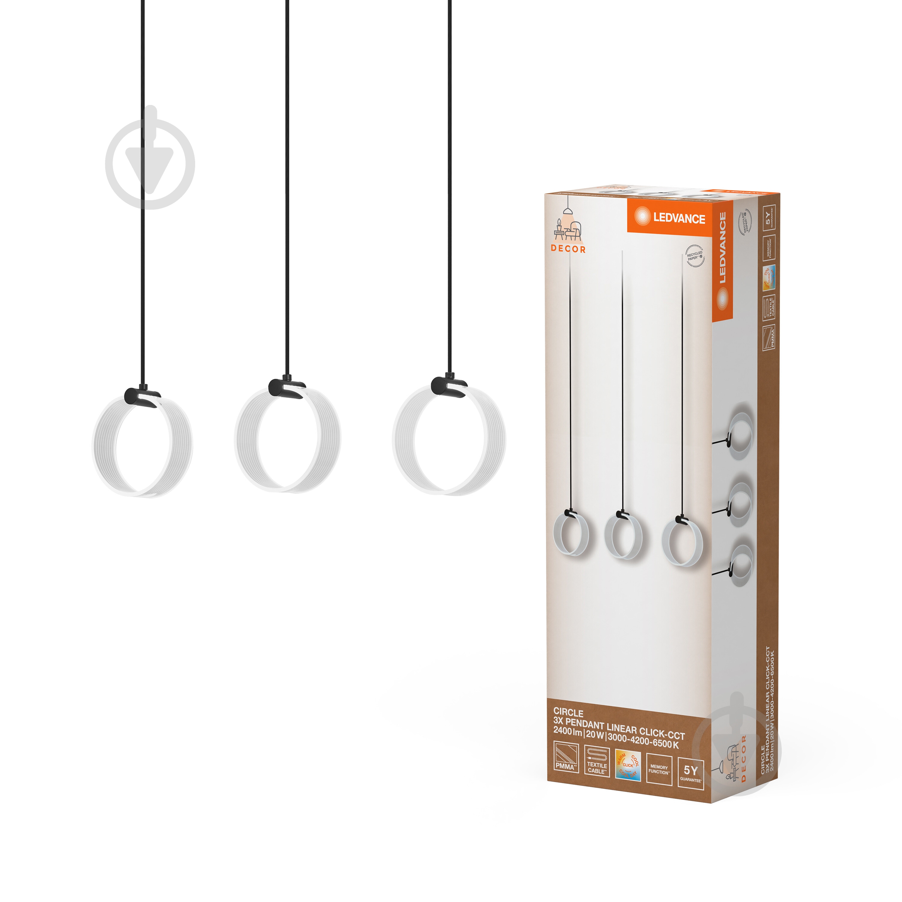 Подвес Ledvance Decor Circle 3XPendant NL Click CCT 20 Вт черный - фото 1