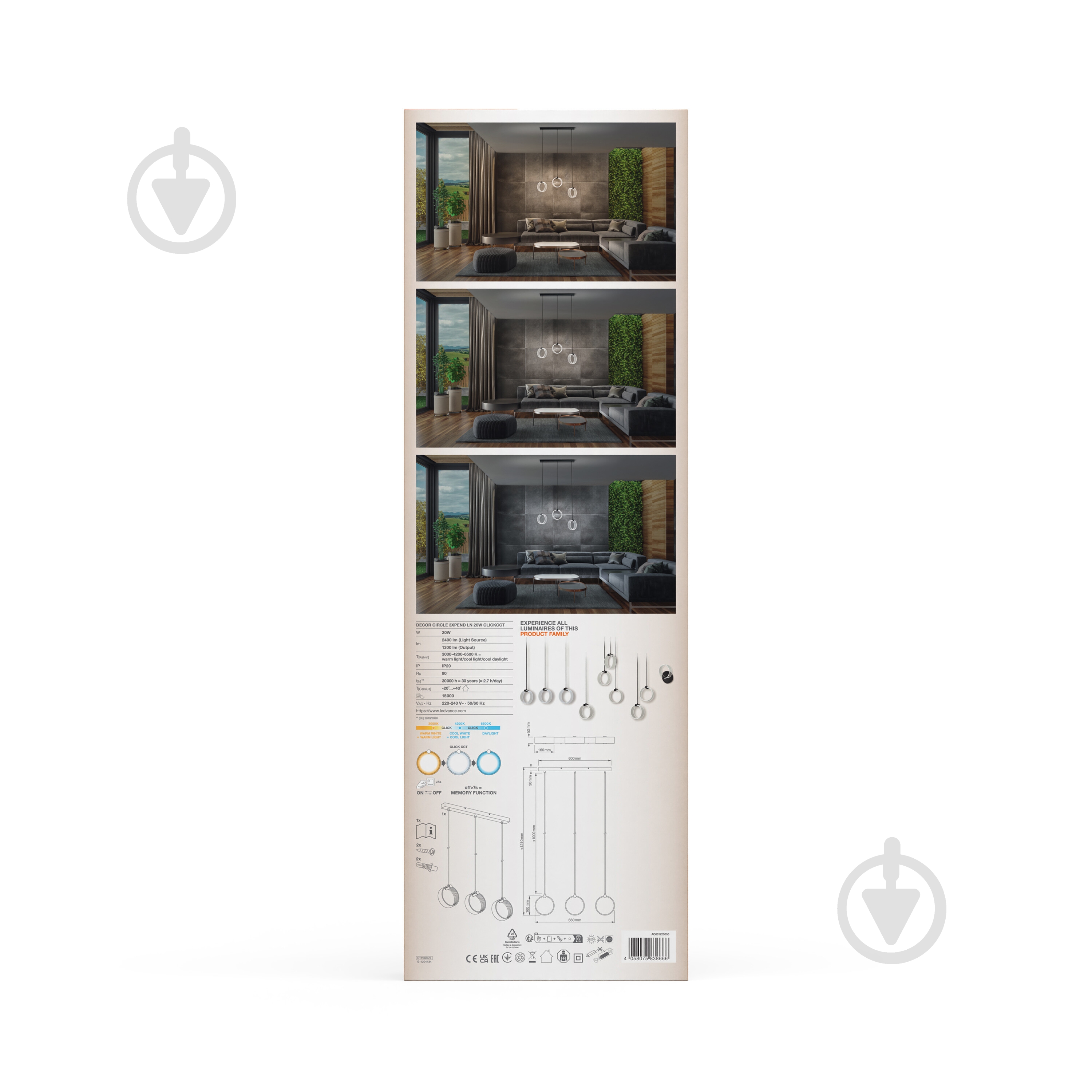 Подвес Ledvance Decor Circle 3XPendant NL Click CCT 20 Вт черный - фото 20