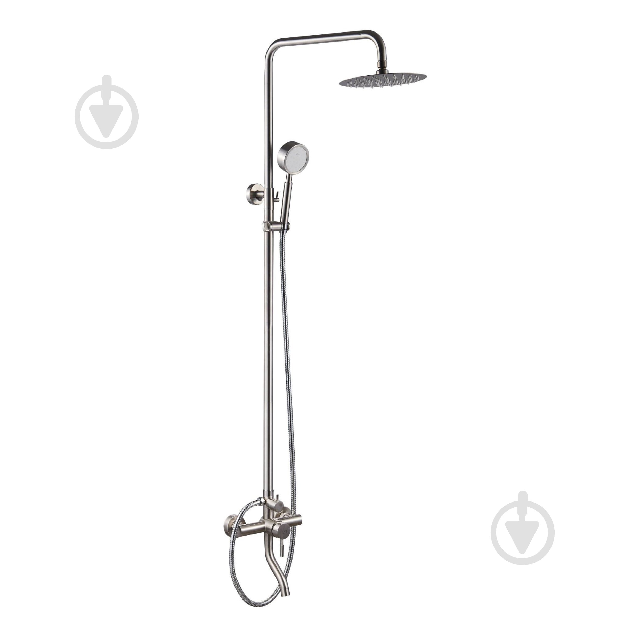 Душевая система RJ LUX SS (смеситель для ванны, душ d200 мм, лейка 80 мм 1 режим, шланг 1500 мм SS), сталь - фото 1 Душевая система RJ LUX SS (смеситель для ванны, душ d200 мм, лейка 80 мм 1 режим, шланг 1500 мм SS), сталь - фото 1