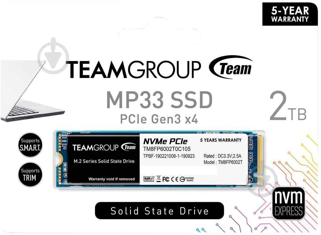 SSD-накопитель Team MP33 2000GB M.2 M.2 3D NAND (TM8FP6002T0C101) - фото 4 SSD-накопитель Team MP33 2000GB M.2 M.2 3D NAND (TM8FP6002T0C101) - фото 4
