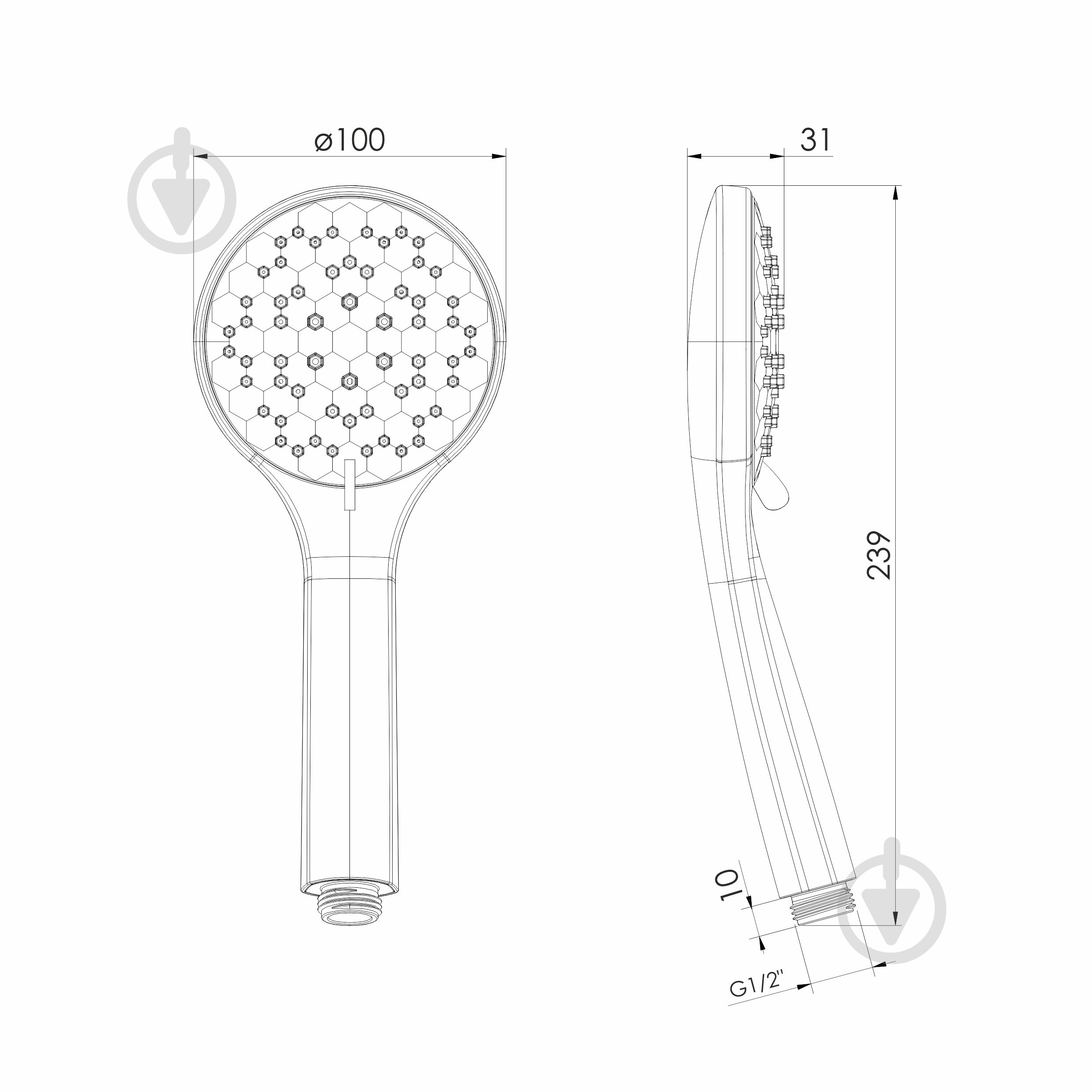 Ручний душ Imprese 100 мм, 5 режимів, блістер, чорний матовий - фото 2 Ручний душ Imprese 100 мм, 5 режимів, блістер, чорний матовий - фото 2