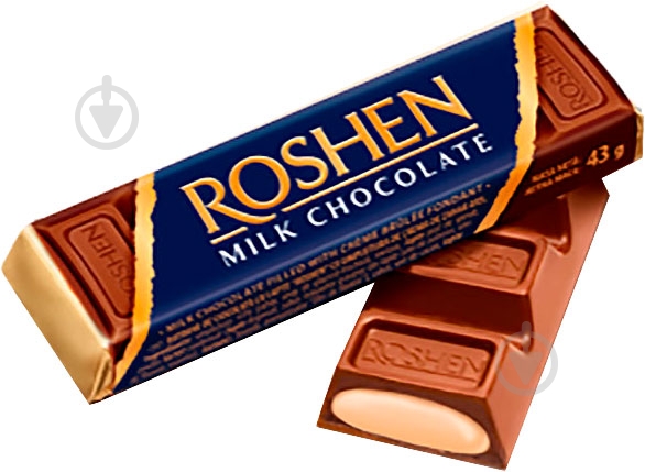 Батончик Roshen молочно-шоколадный с начинкой крем-брюле 43 г (4823077613630) - фото 2
