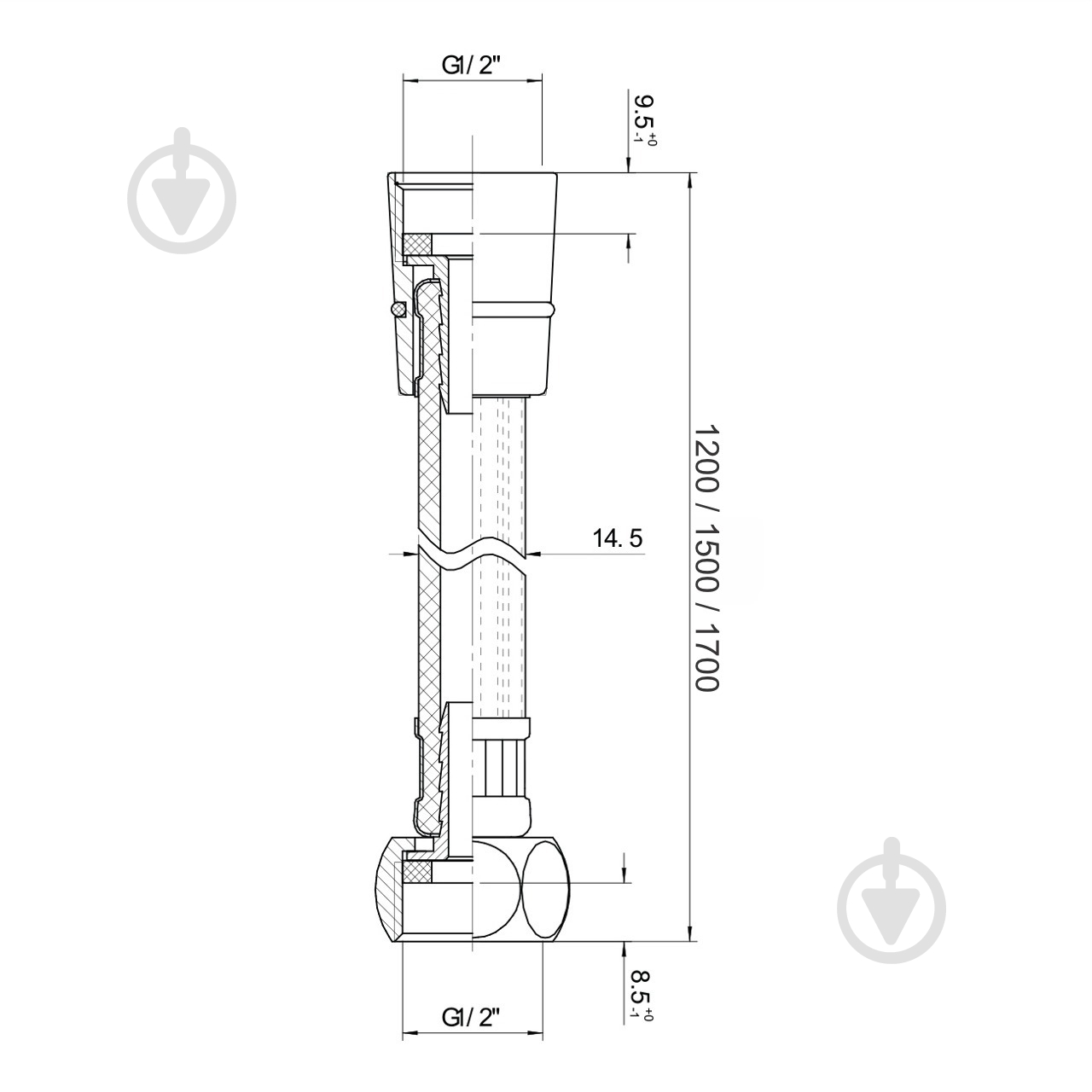 Шланг для душа Imprese PVC, 1500 мм, anti-twist, блистер, чорний матовый - фото 2