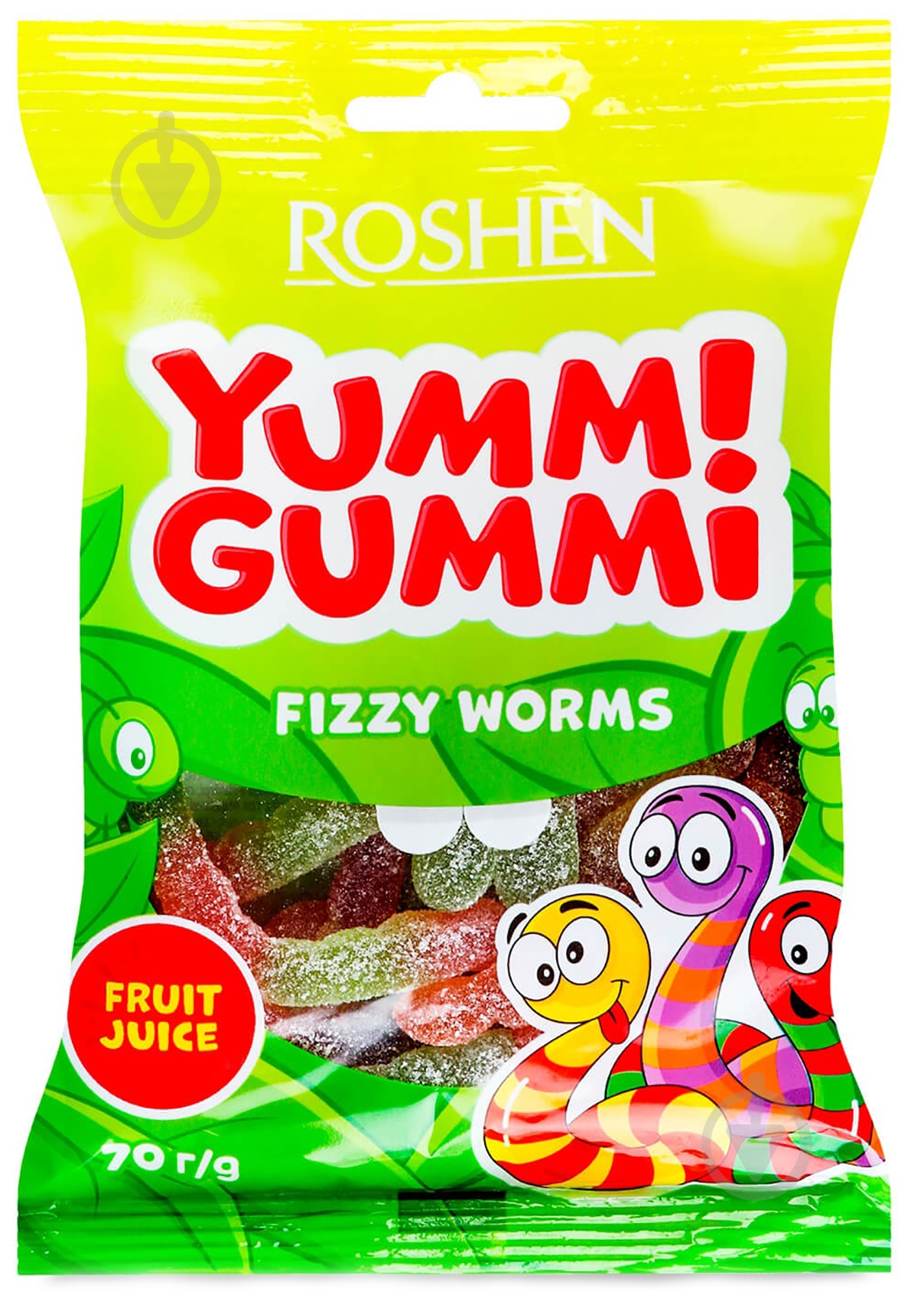 Конфеты Roshen желейные Yummi Gummi Fizzy Worms 70 г (4823077622175) - фото 1