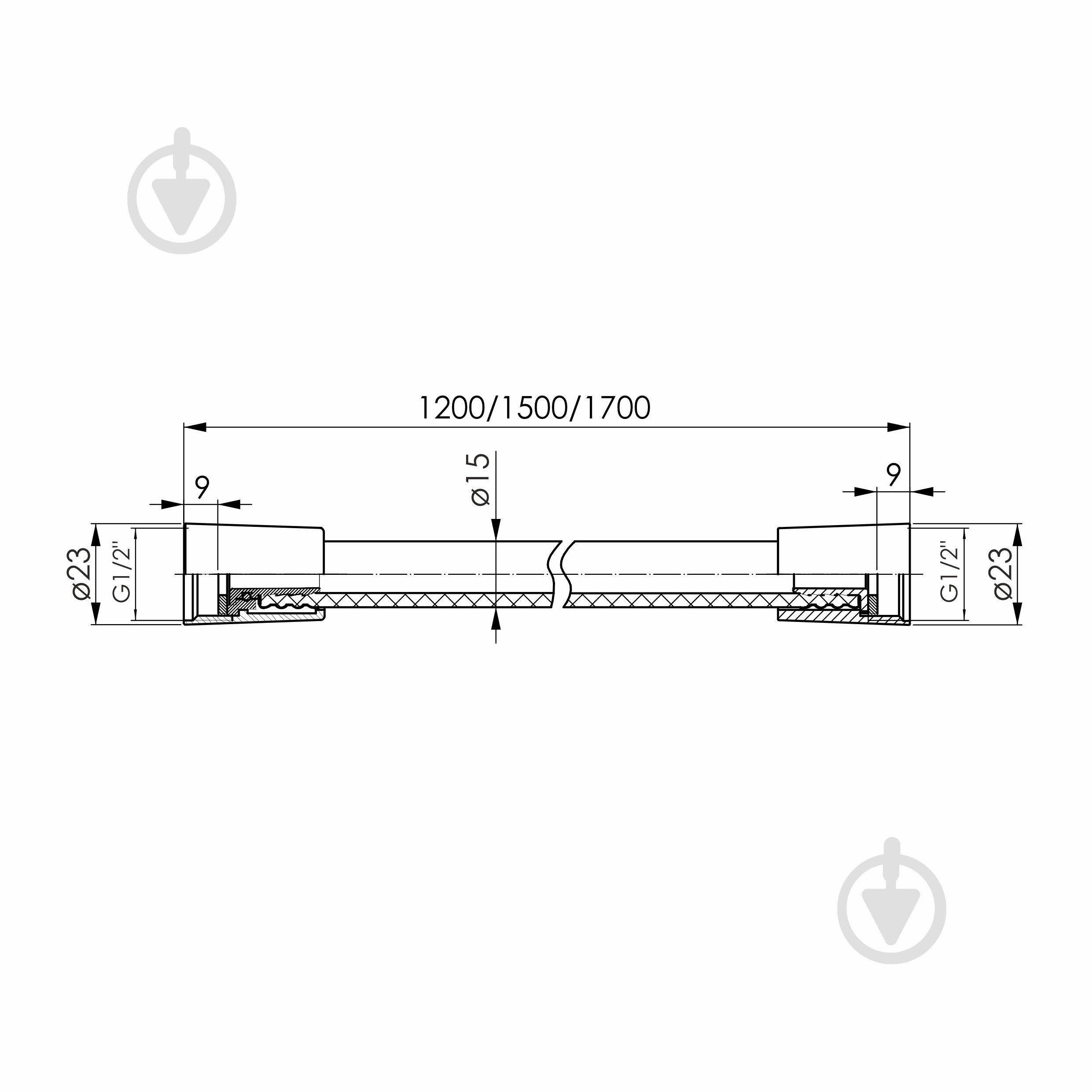Шланг для душа Imprese PVC, 1200 мм, anti-twist, чорний матовый - фото 2
