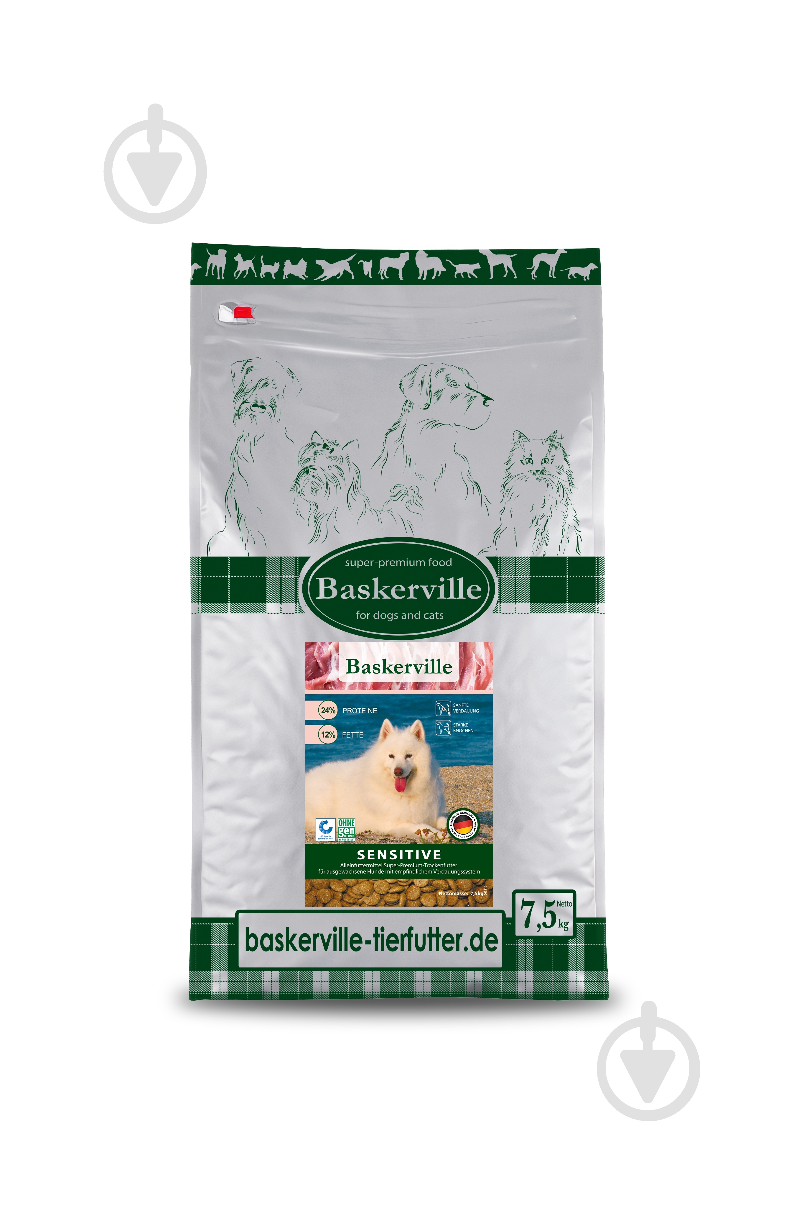 Корм сухой Baskerville Sensitive 7,5 кг - фото 1