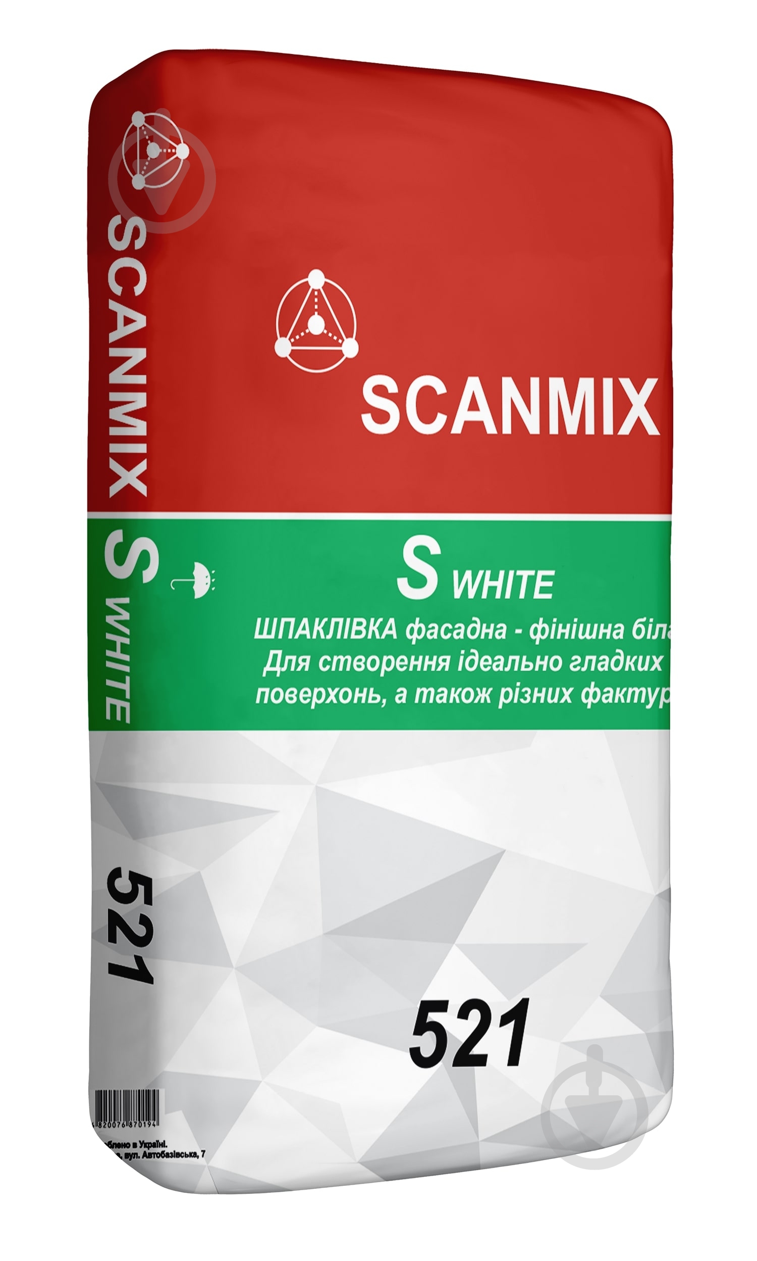 Шпаклевка SCANMIX S White 521 20 кг - фото 1