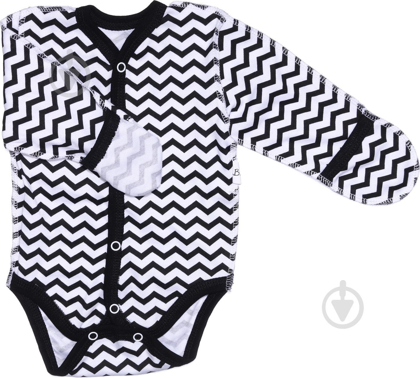 Боди унисекс Bambinelli Зигзаг р.56 черный с белым - фото 1