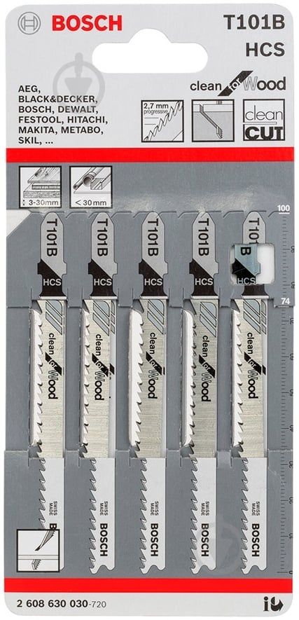 Пилка для електролобзика Bosch T101B 5 шт. 2608630030 - фото 1