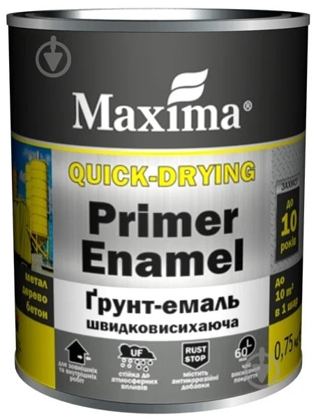 Ґрунт-емаль Maxima сірий мат 0,75 л 0,75 кг - фото 1